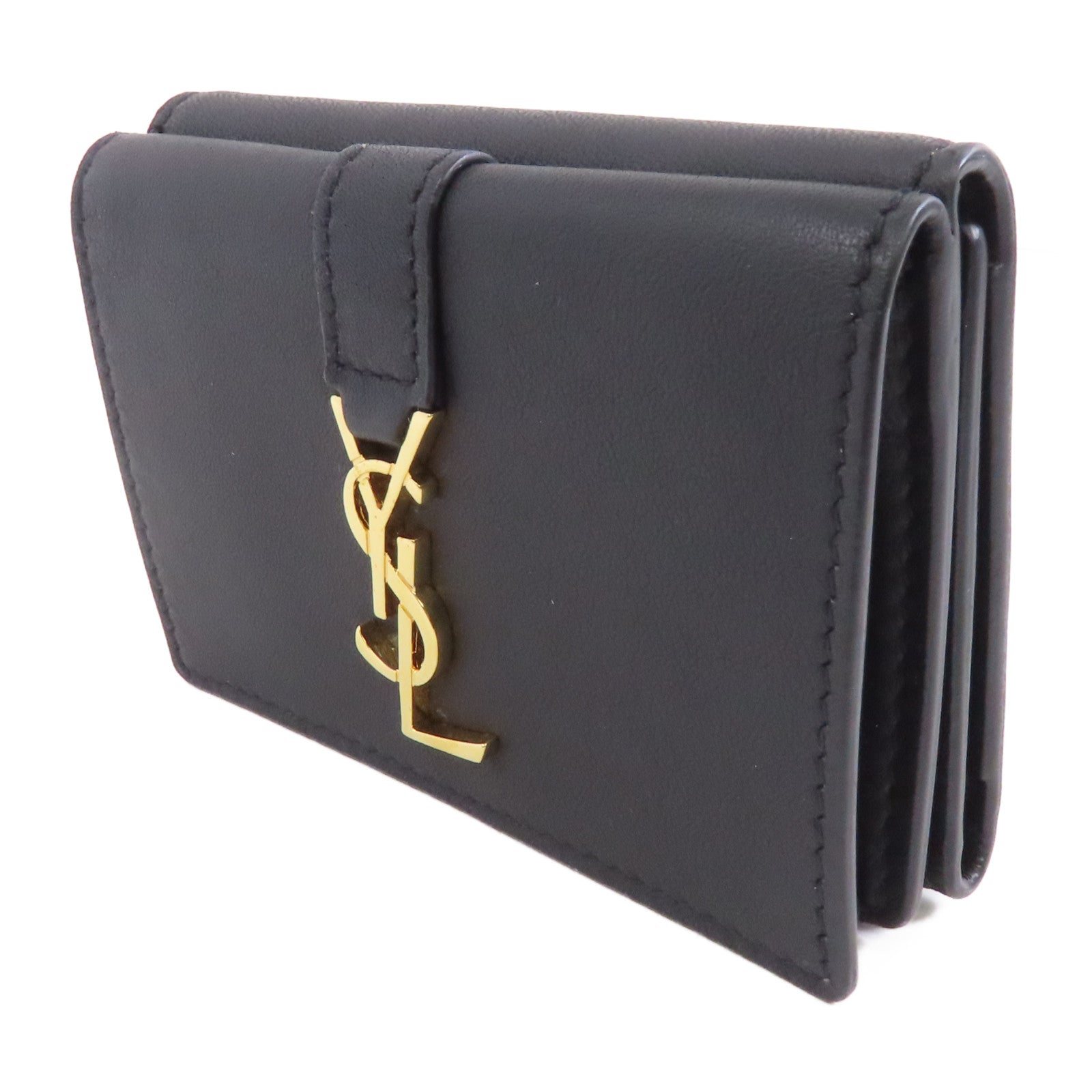 SAINT LAURENT 皮革Compact Wallet皮革錢包黑色