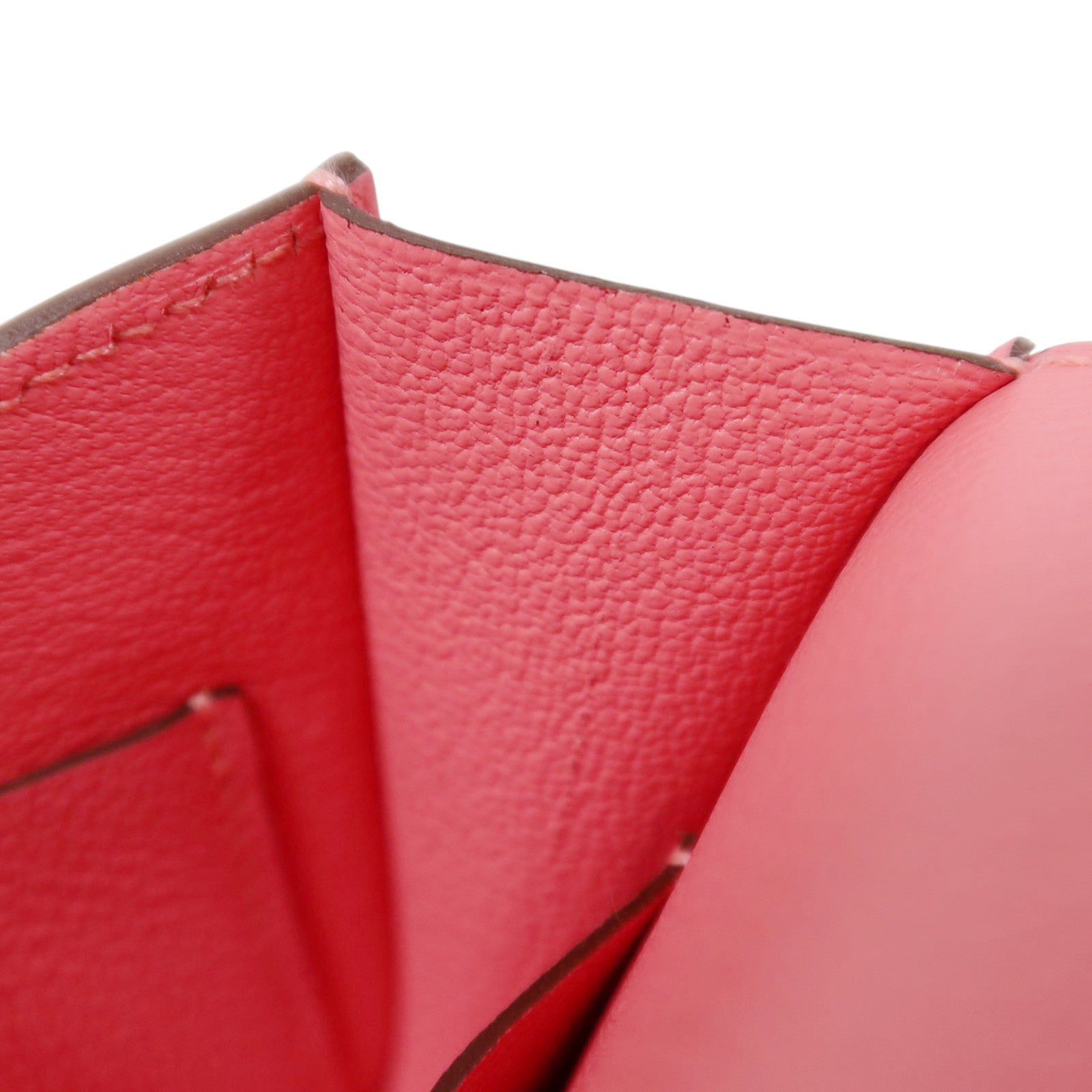 HERMES Evercolor皮革Constance Slim Wallet銀扣錢包Rose Azalee