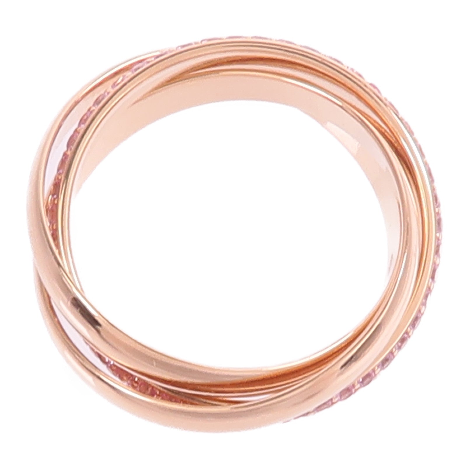 CARTIER 18K玫瑰金Trinity Ring粉紅藍寶石戒指