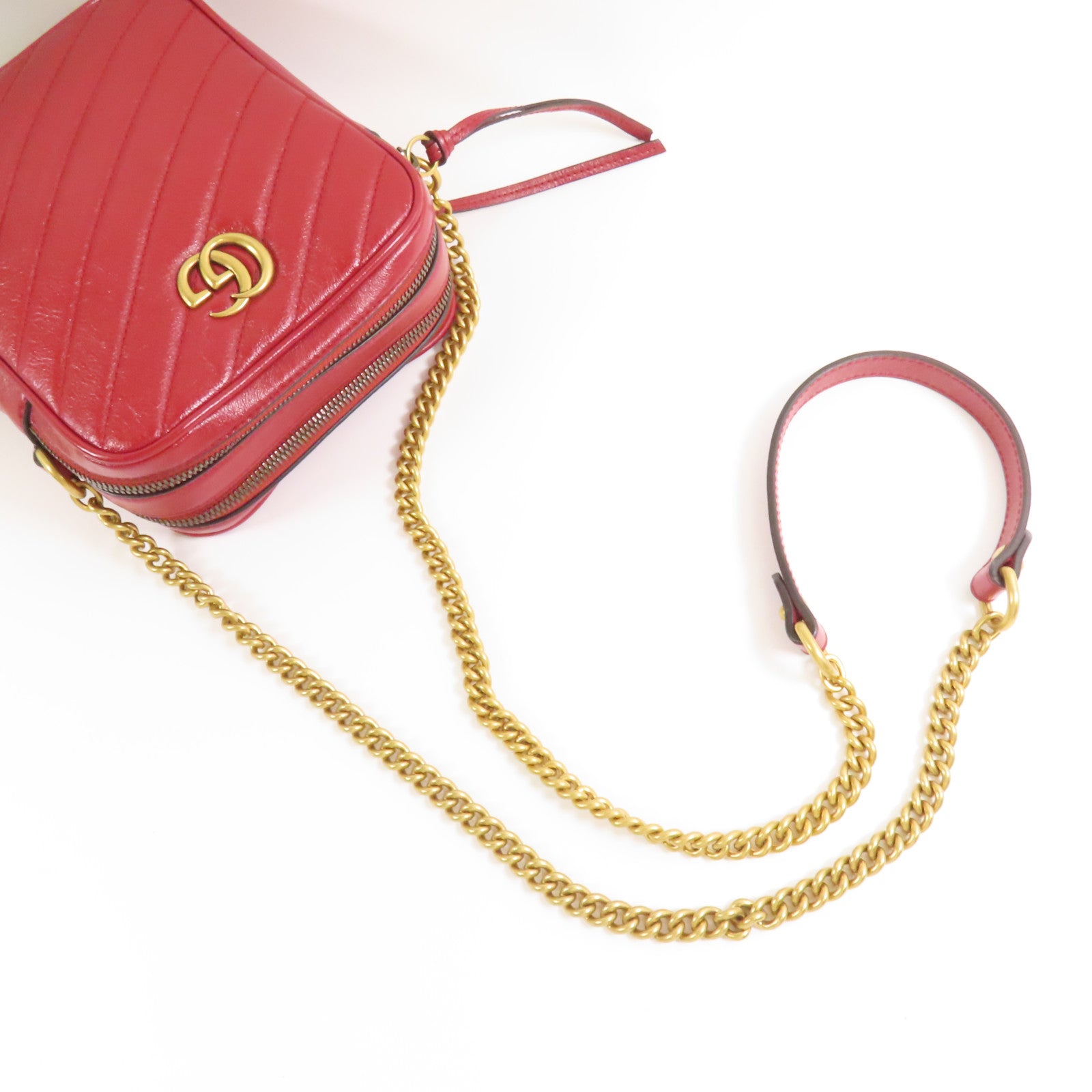 GUCCI 【激減優惠】牛皮皮革GG Marmont金扣肩背袋