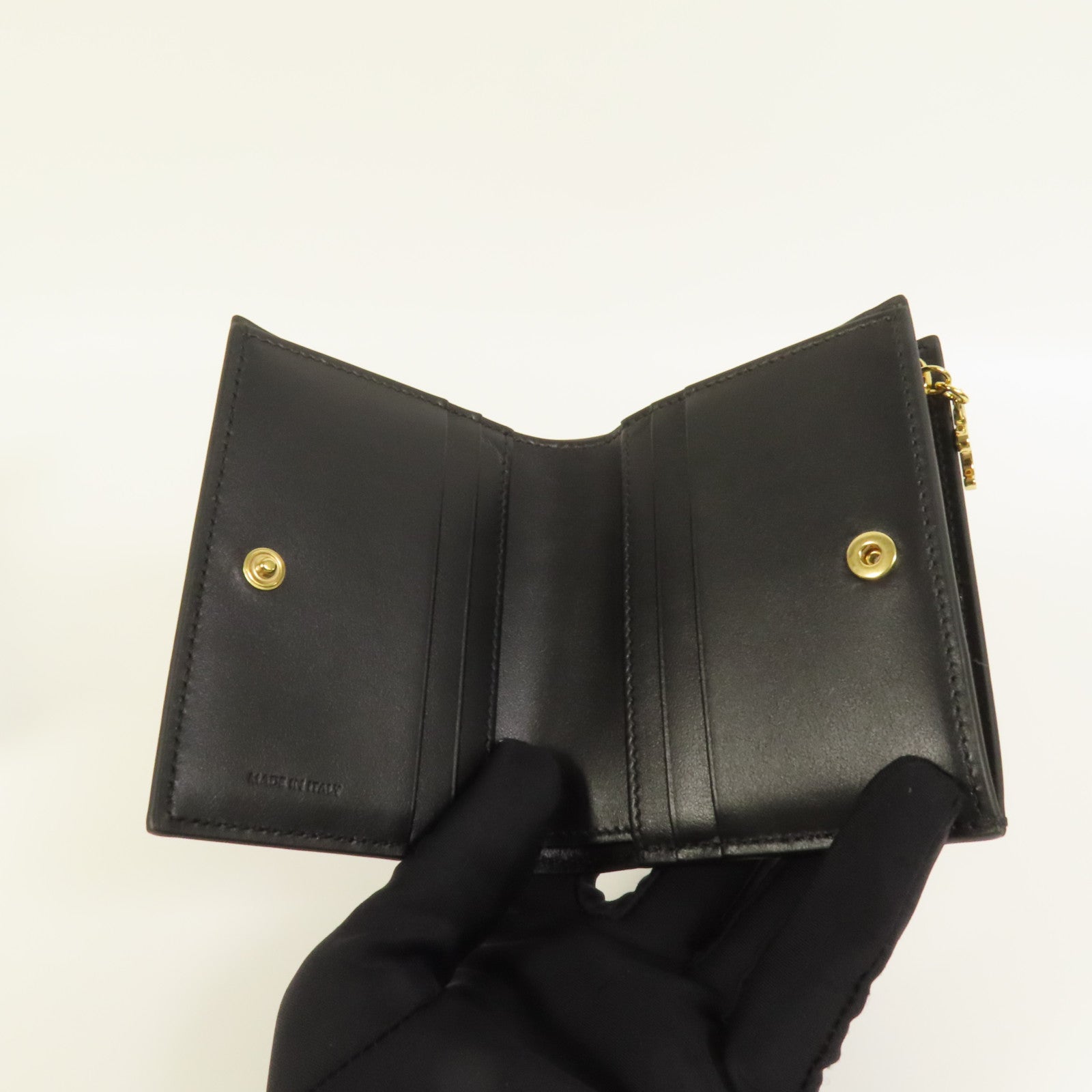 CELINE 牛皮皮革Triomphe Compact Wallet金扣錢包