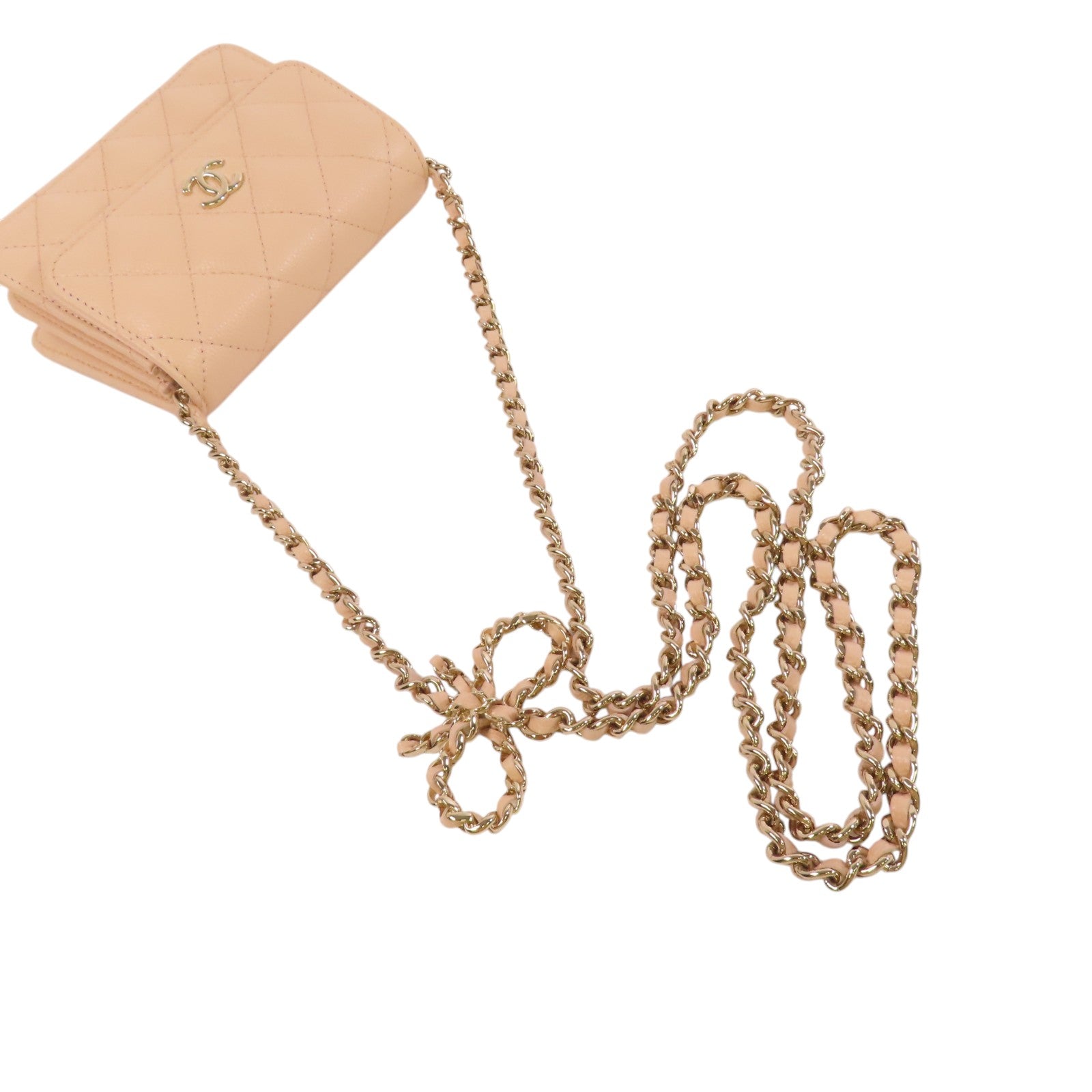 CHANEL 牛皮皮革Mini Flap Bag金扣鏈帶肩背袋