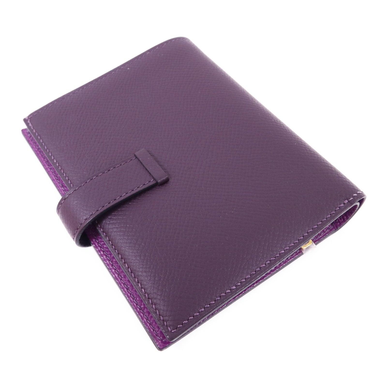 HERMES Epsom皮革Bearn Bifold Wallet金扣錢包Raisin/Anemone