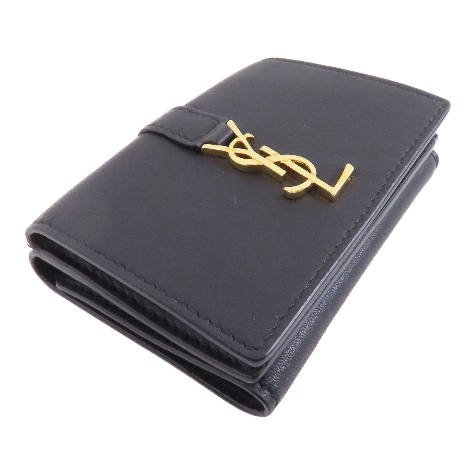 SAINT LAURENT 皮革Compact Wallet皮革錢包黑色