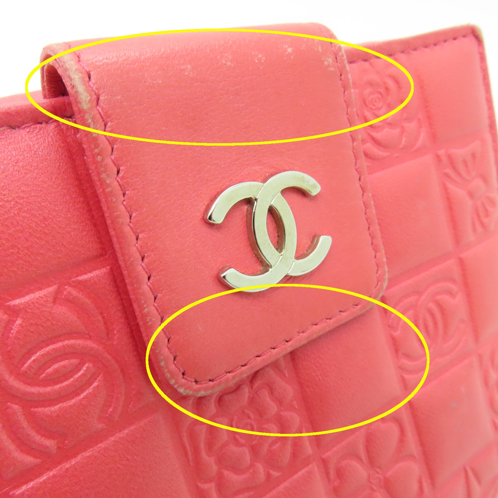 CHANEL 【激減優惠】牛皮皮革Wallet銀扣錢包粉紅色