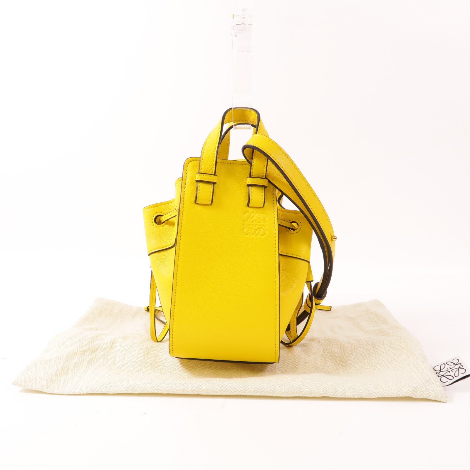 LOEWE 羊皮皮革Nano Hammock金扣手挽肩背兩用袋