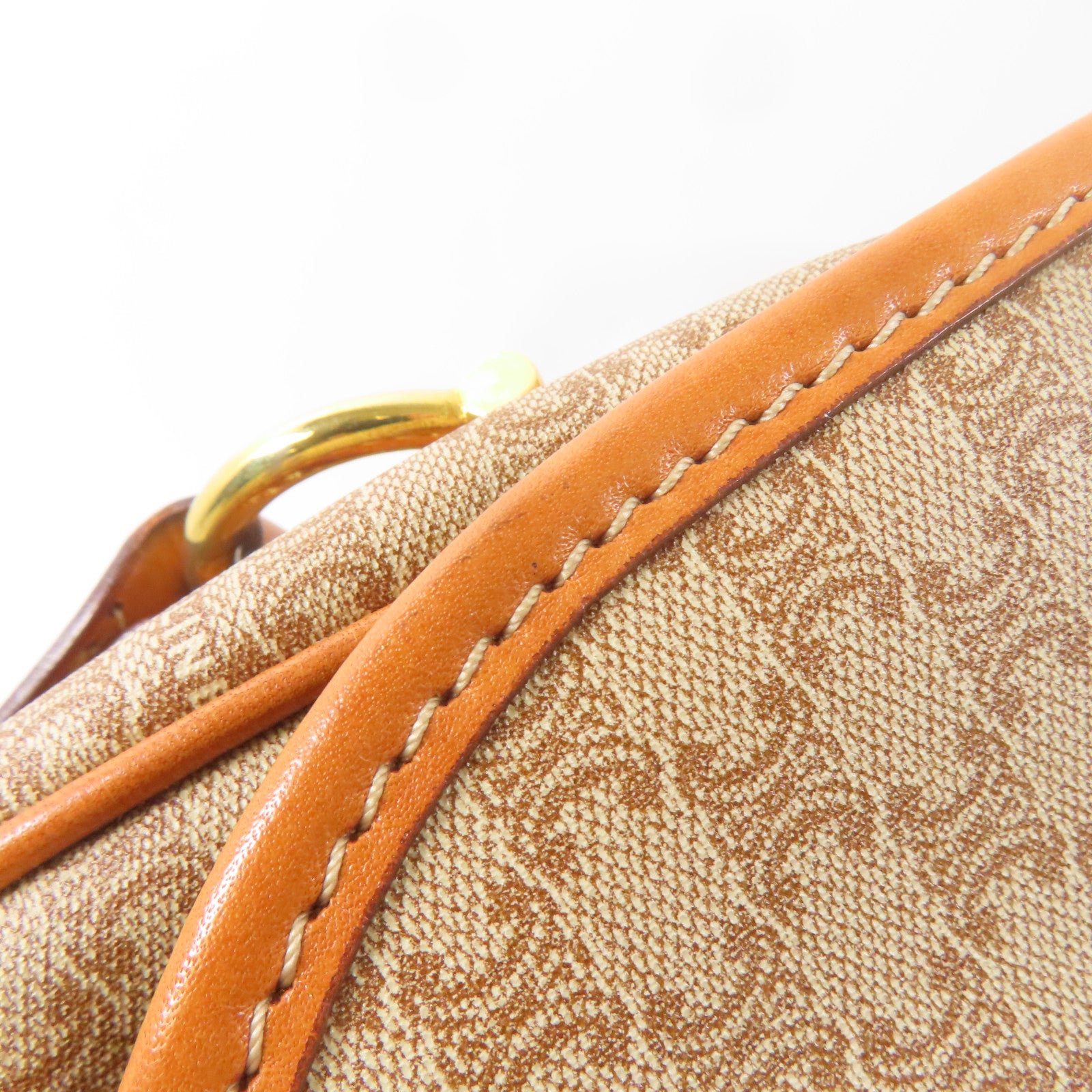 CELINE 塗層帆布Shoulder Bag金扣肩背袋棕色
