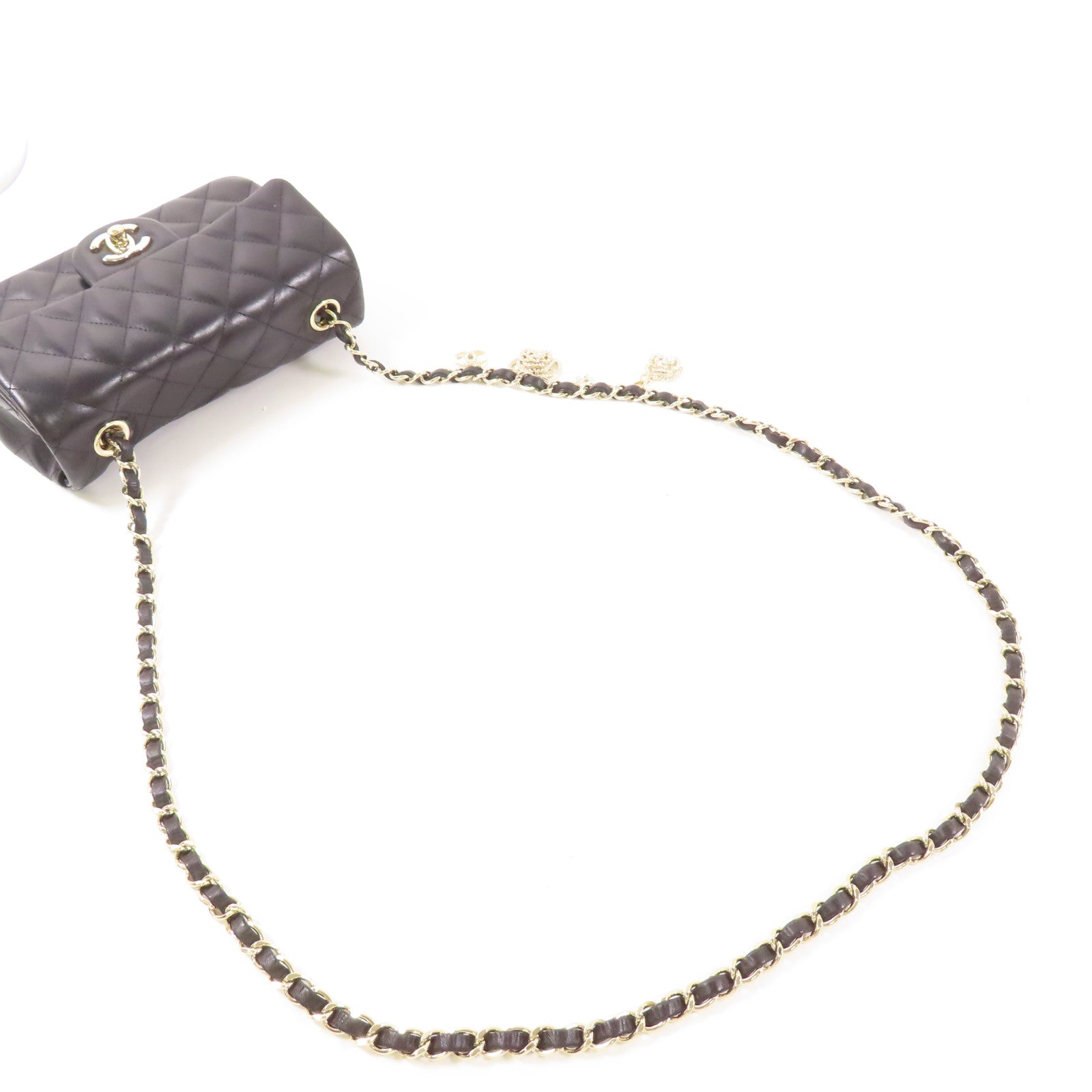 CHANEL 羊皮皮革Shoulder Bag銀扣鏈帶肩背袋
