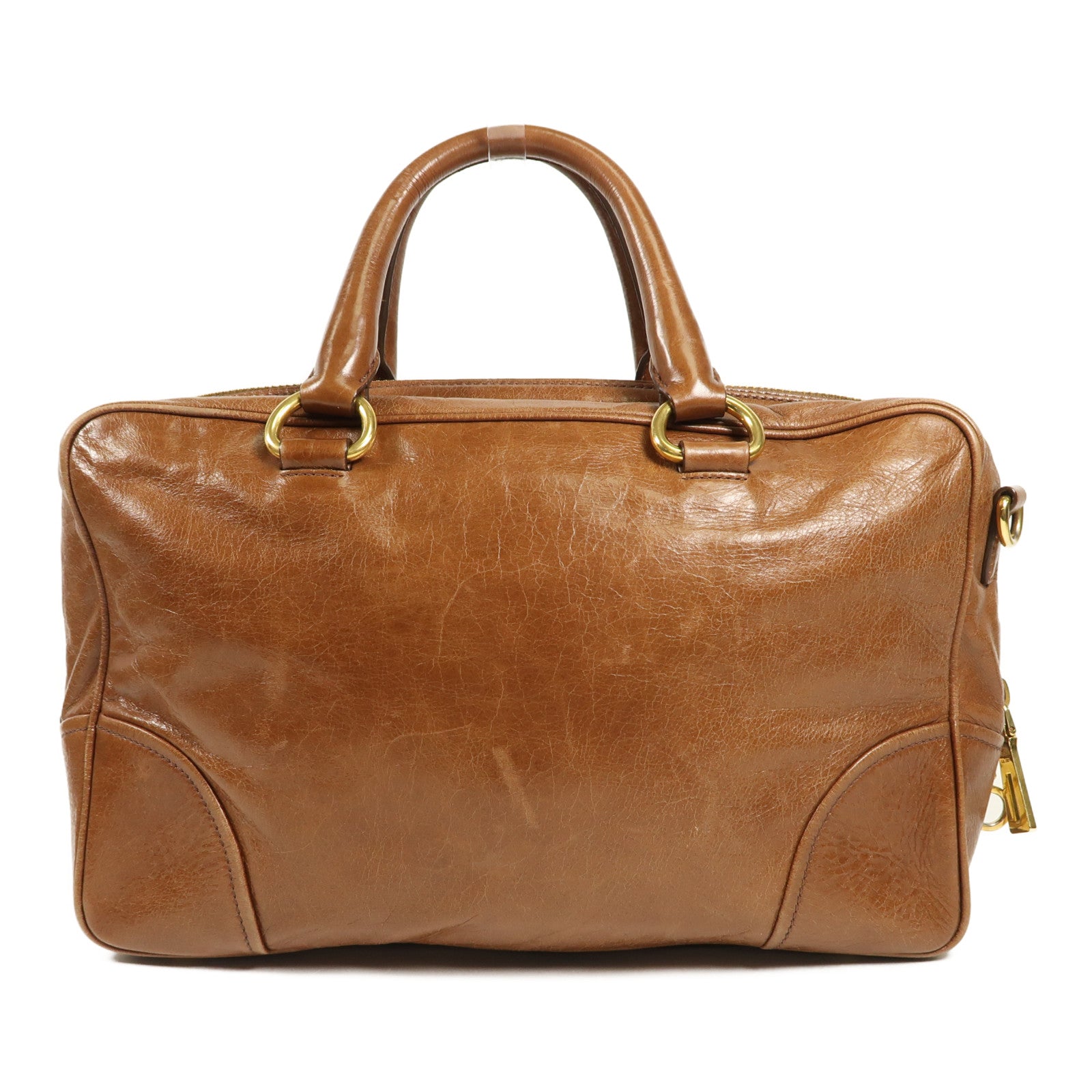 PRADA 牛皮皮革Bauletto Bag金扣手挽肩背兩用袋