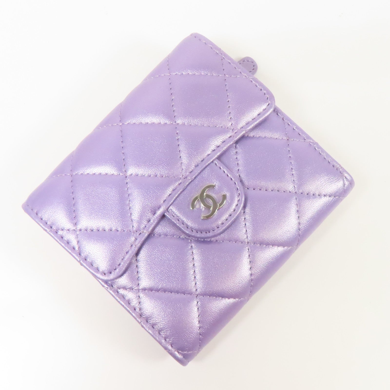 CHANEL 羊皮皮革Wallet銀扣錢包