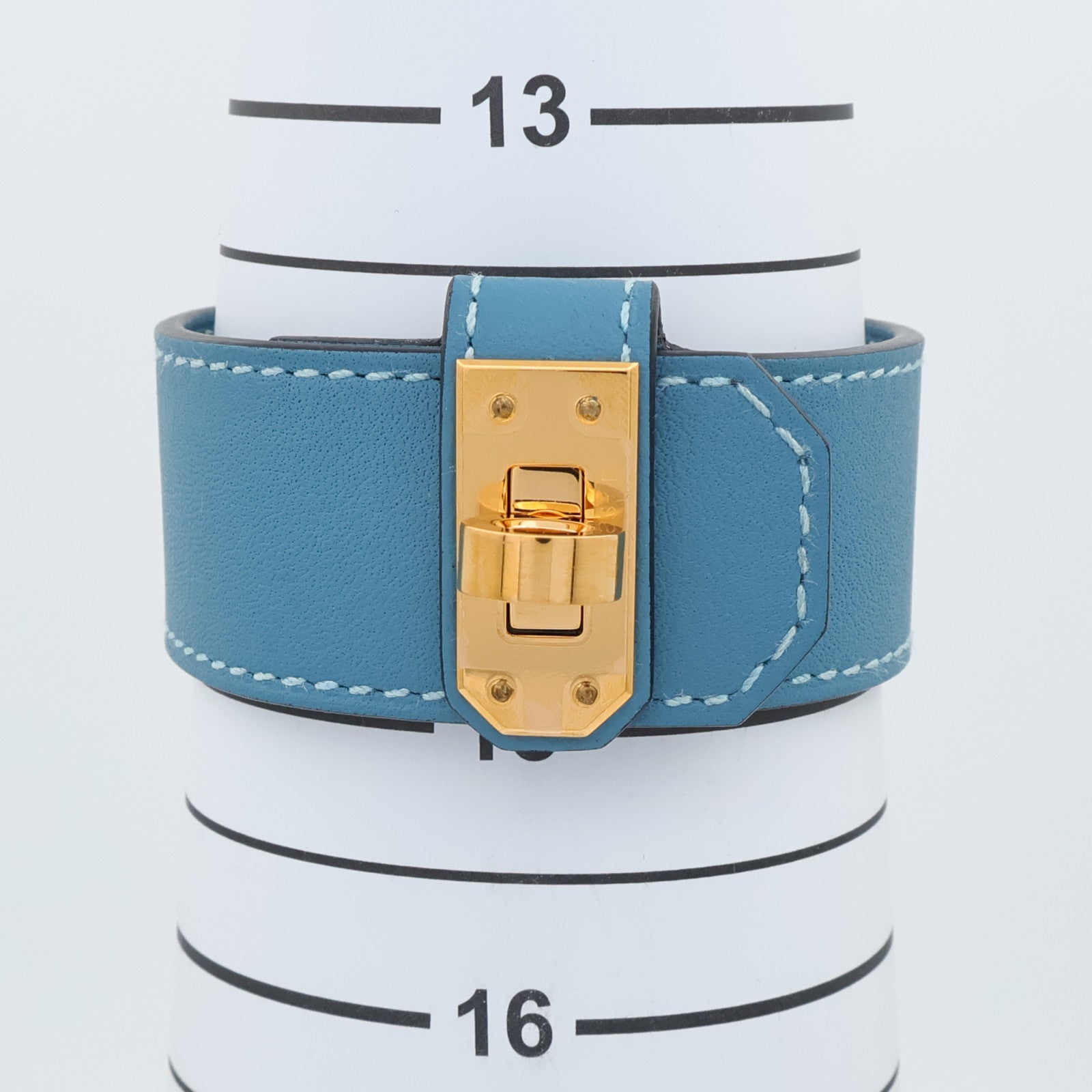 HERMES Swift皮革Kelly Twist手帶Bleu Jean