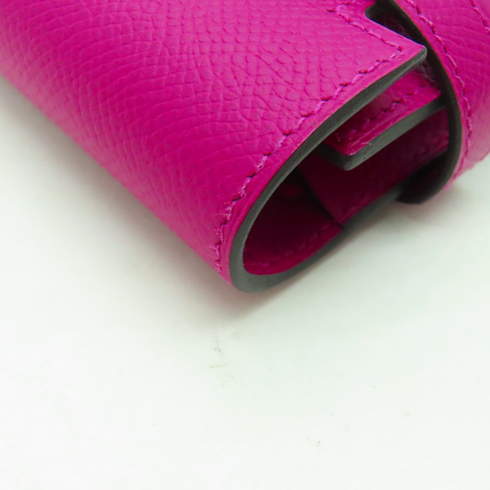 HERMES Epsom皮革Kelly Wallet銀扣長錢包玫瑰紫色