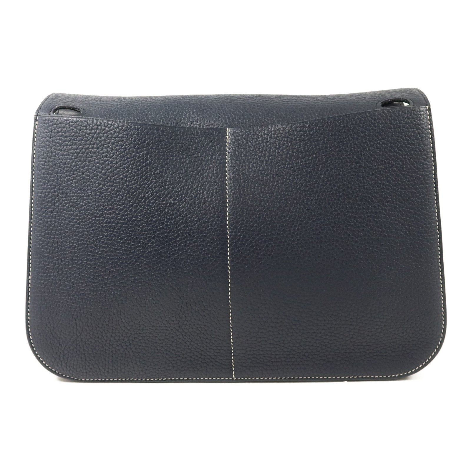 HERMES Clemence皮革Halzan 31手挽肩背兩用袋Bleu Indigo/Bleu Nuit
