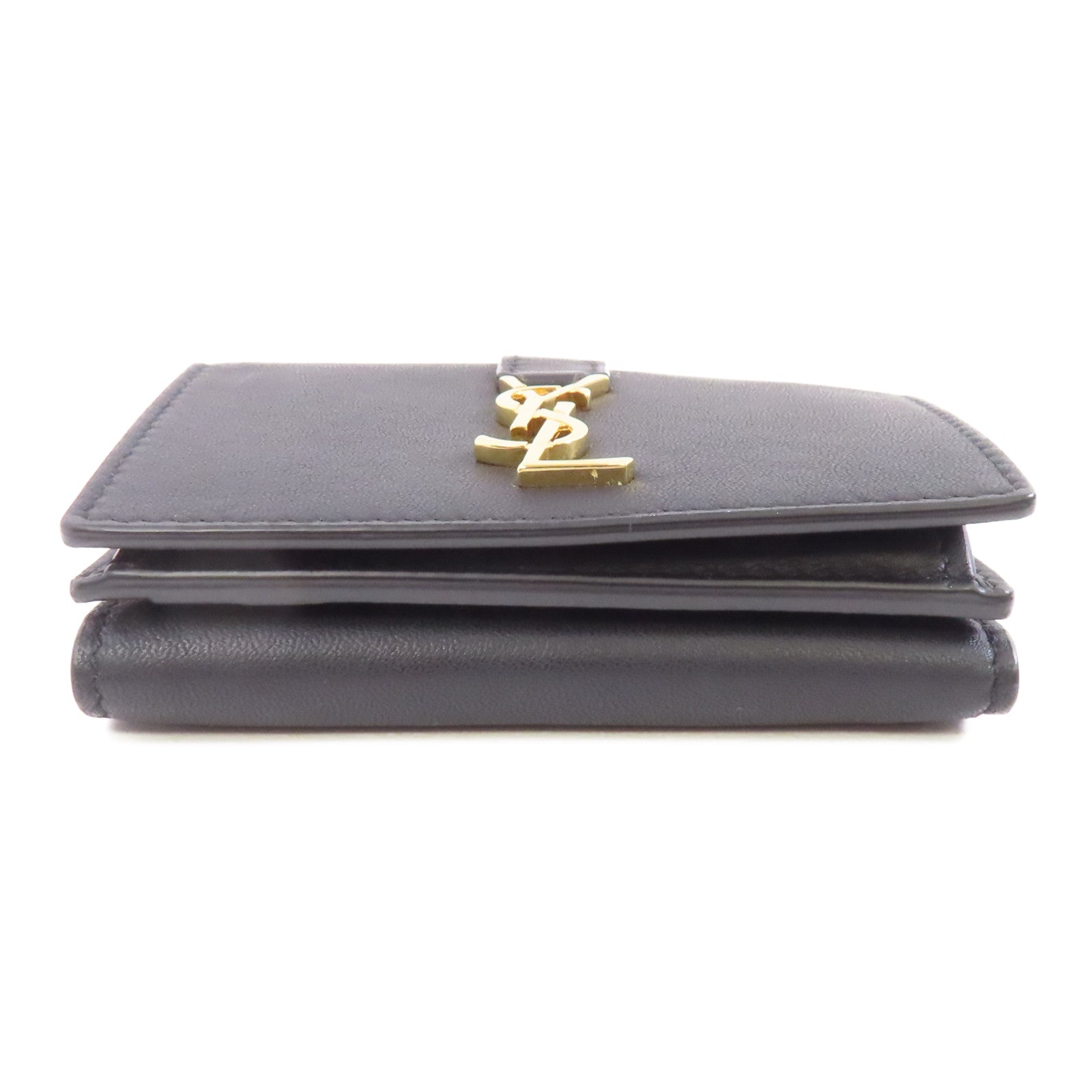 SAINT LAURENT 皮革Compact Wallet皮革錢包黑色