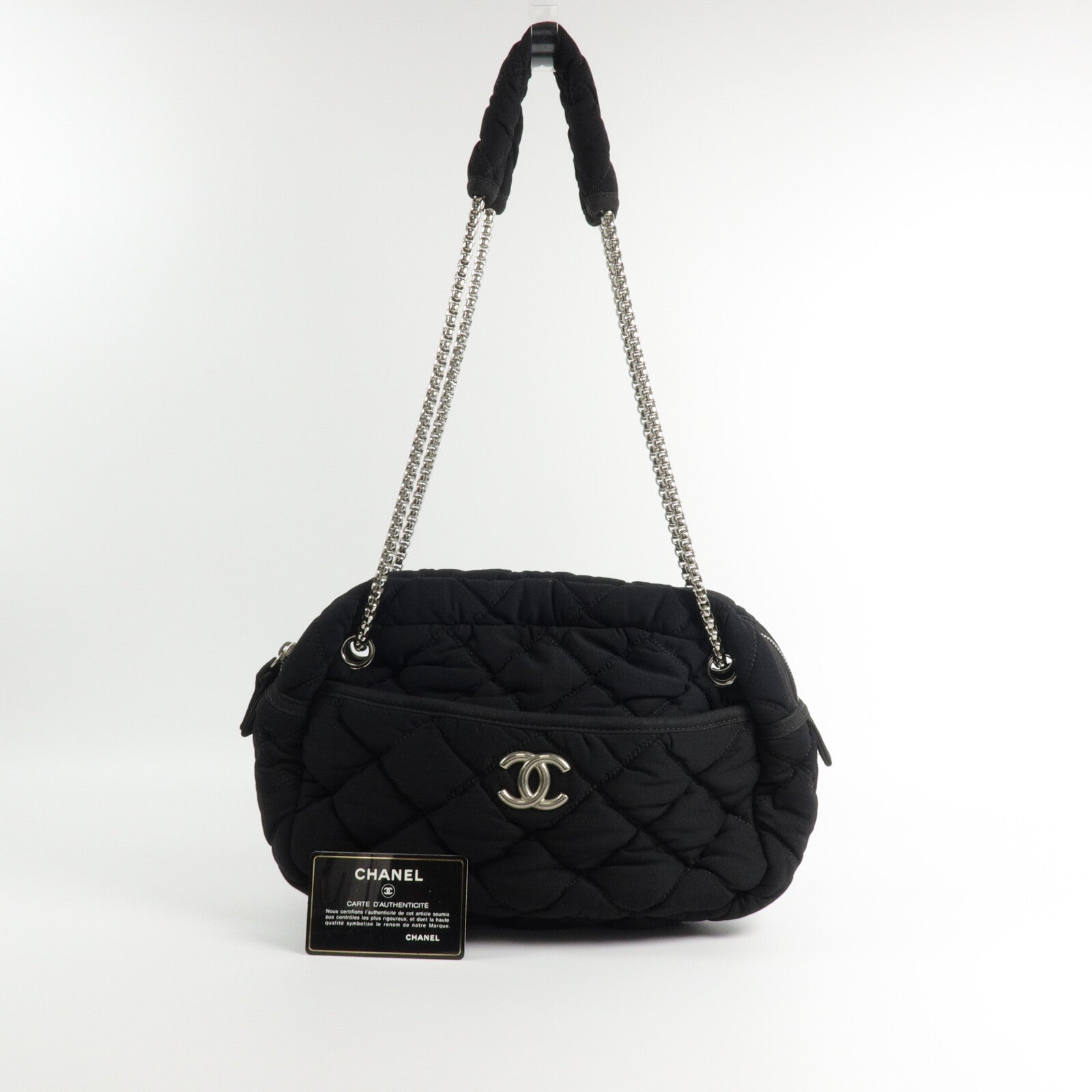 CHANEL 布料Chain Shoulder鏈帶肩背袋