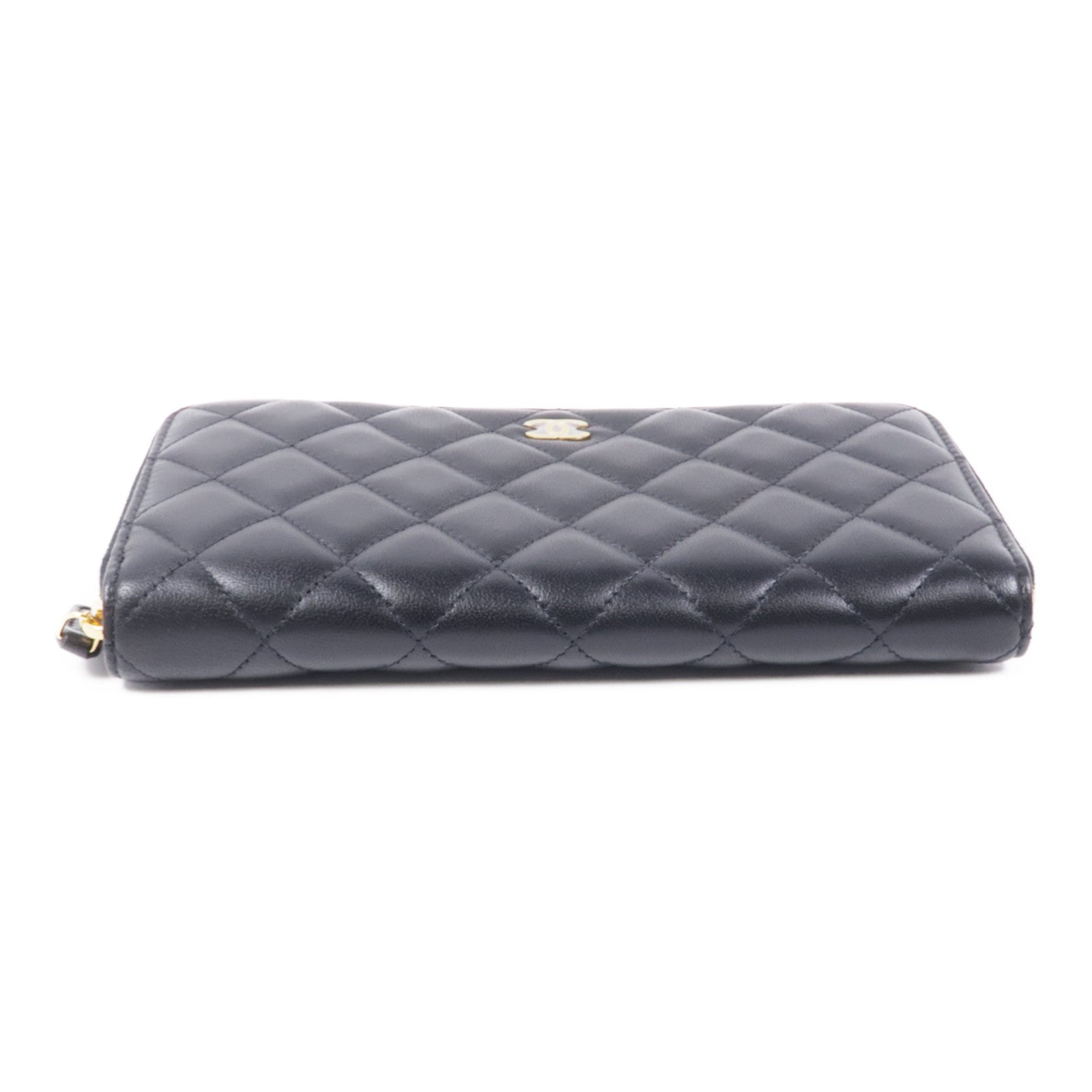 CHANEL 羊皮皮革Long Wallet金扣長錢包