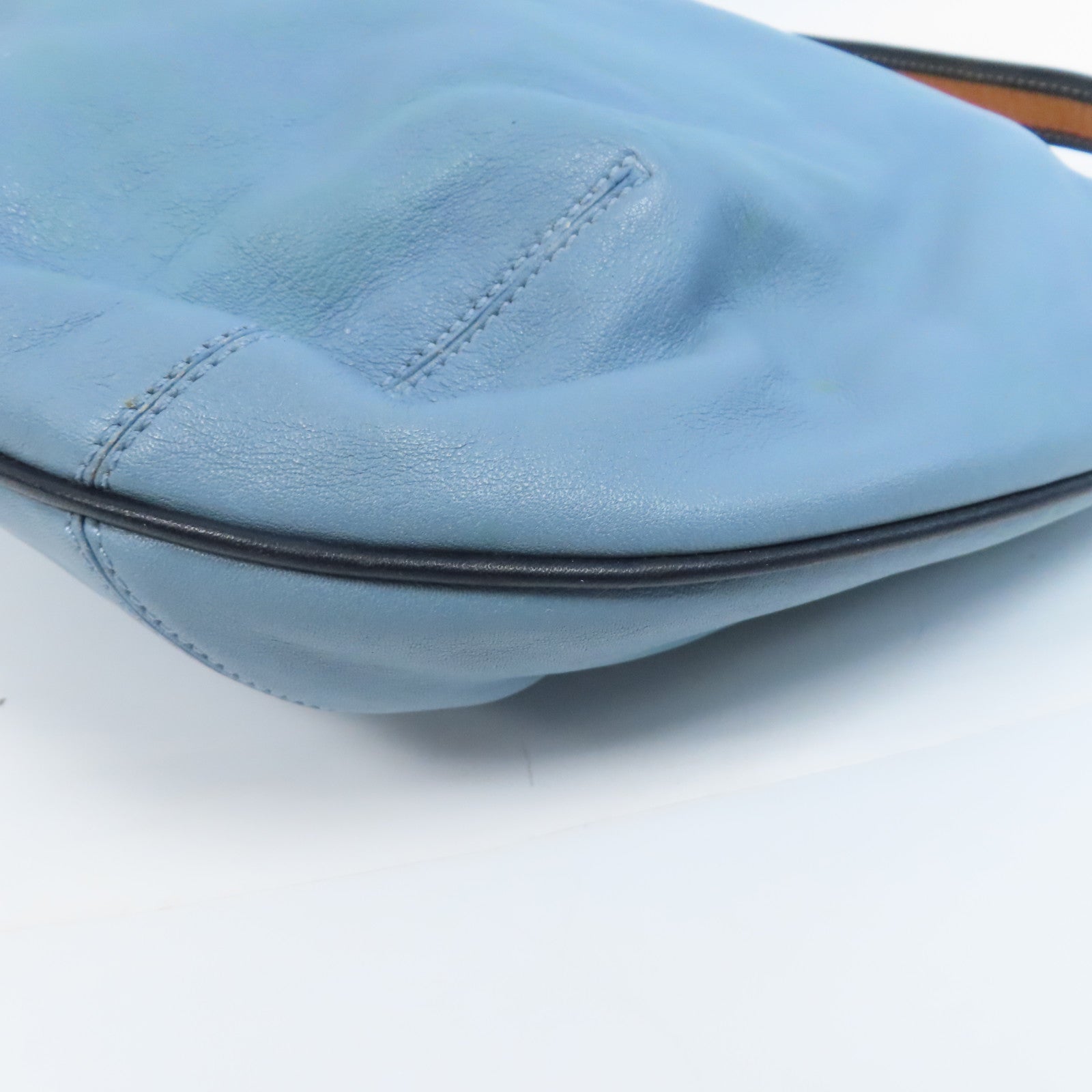 COACH 【激減優惠】牛皮皮革Hand Bag銀扣手挽袋淺藍色