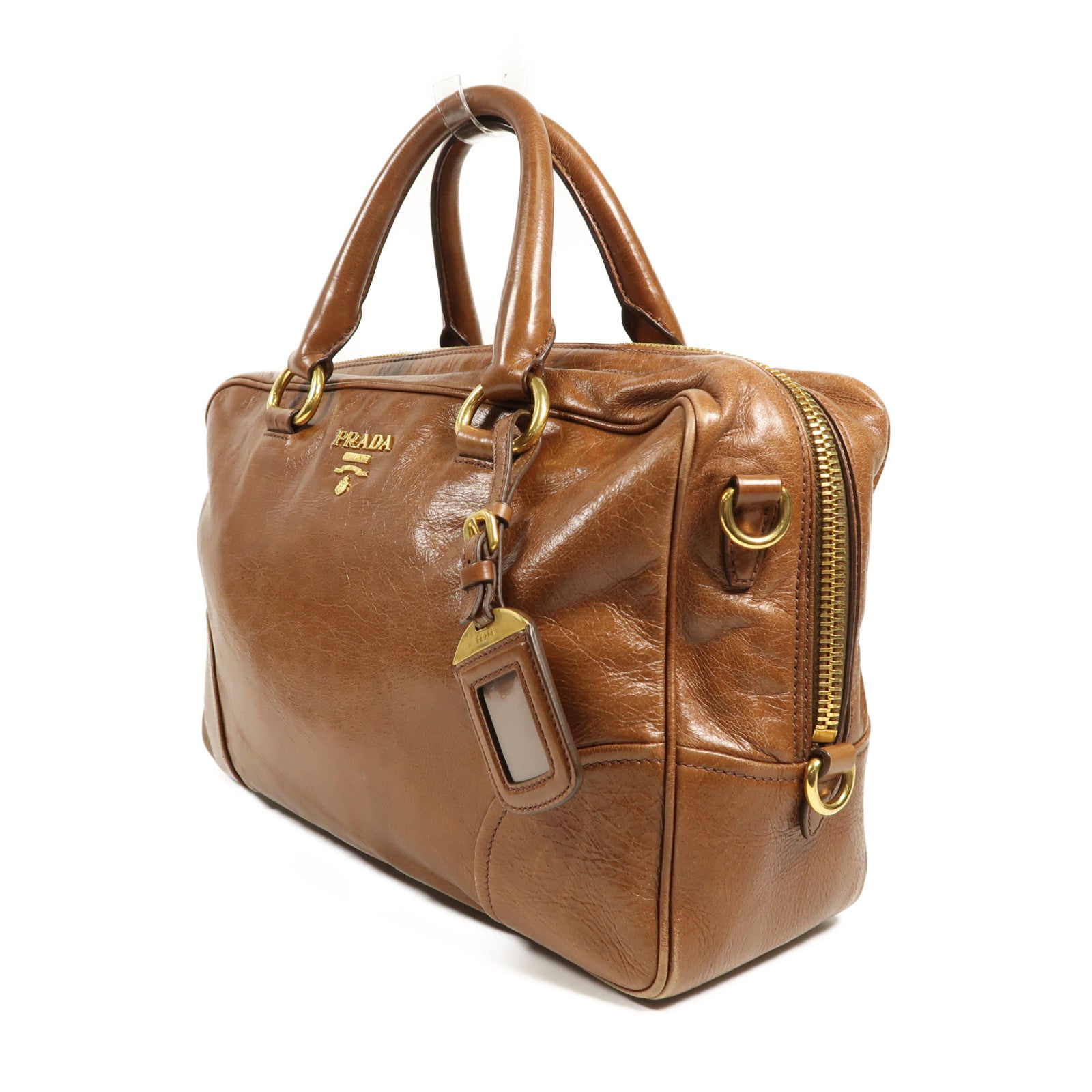 PRADA 牛皮皮革Bauletto Bag金扣手挽肩背兩用袋