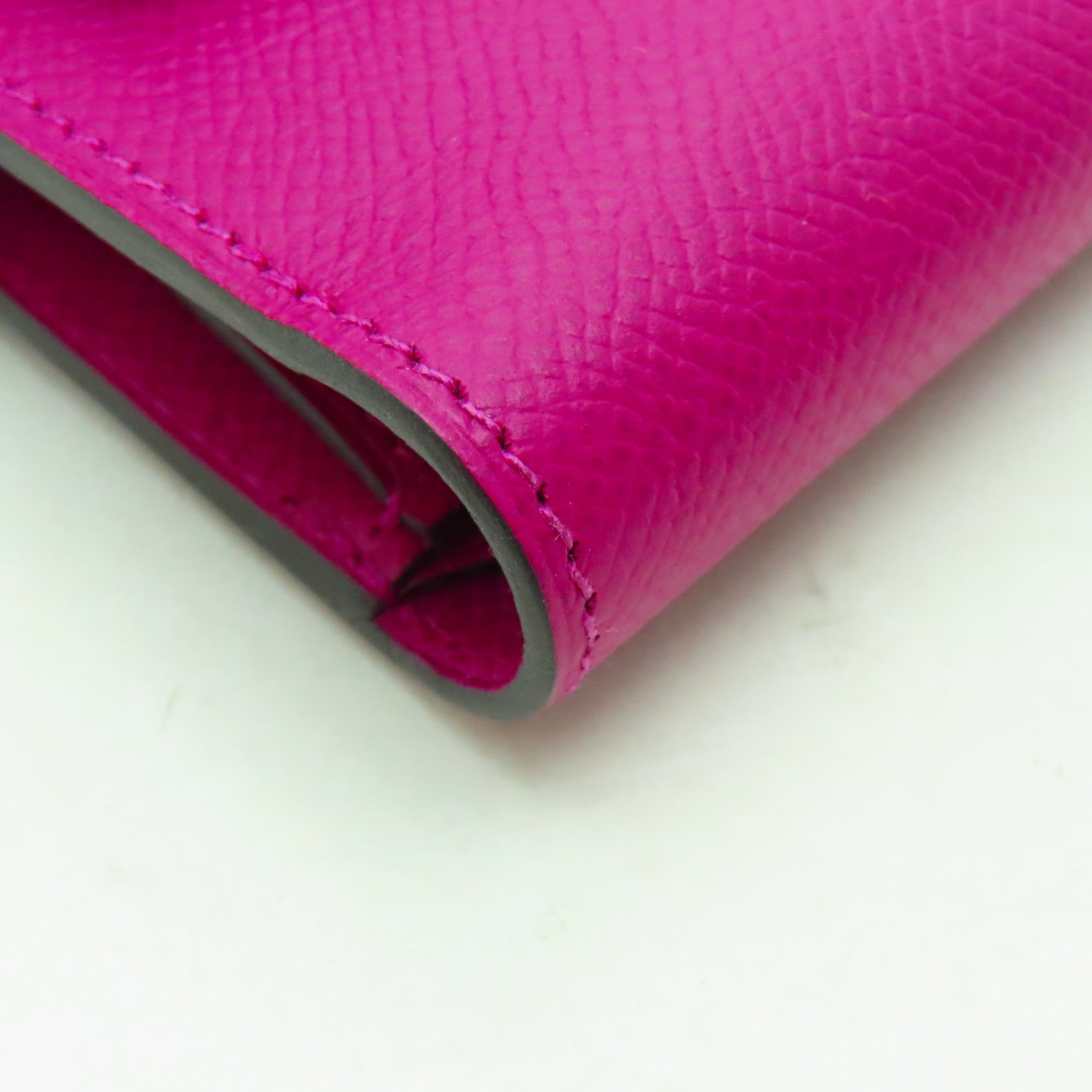 HERMES Epsom皮革Kelly Wallet銀扣長錢包玫瑰紫色