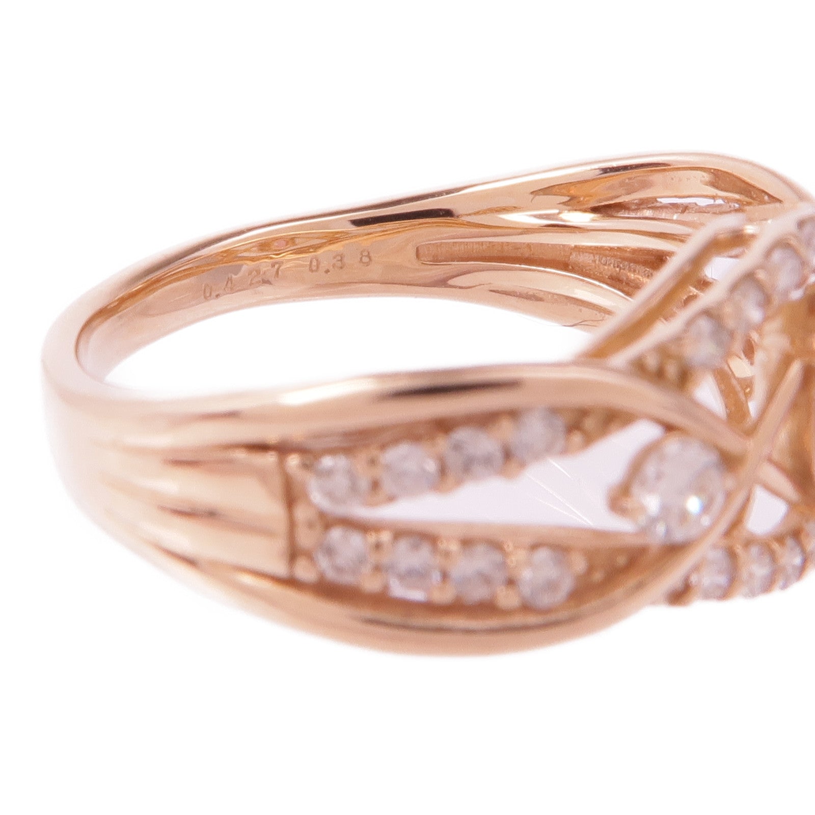 JEWELRY 18K玫瑰金Padparadscha Diamond Ring帕帕拉恰/鑽石戒指US#6.25