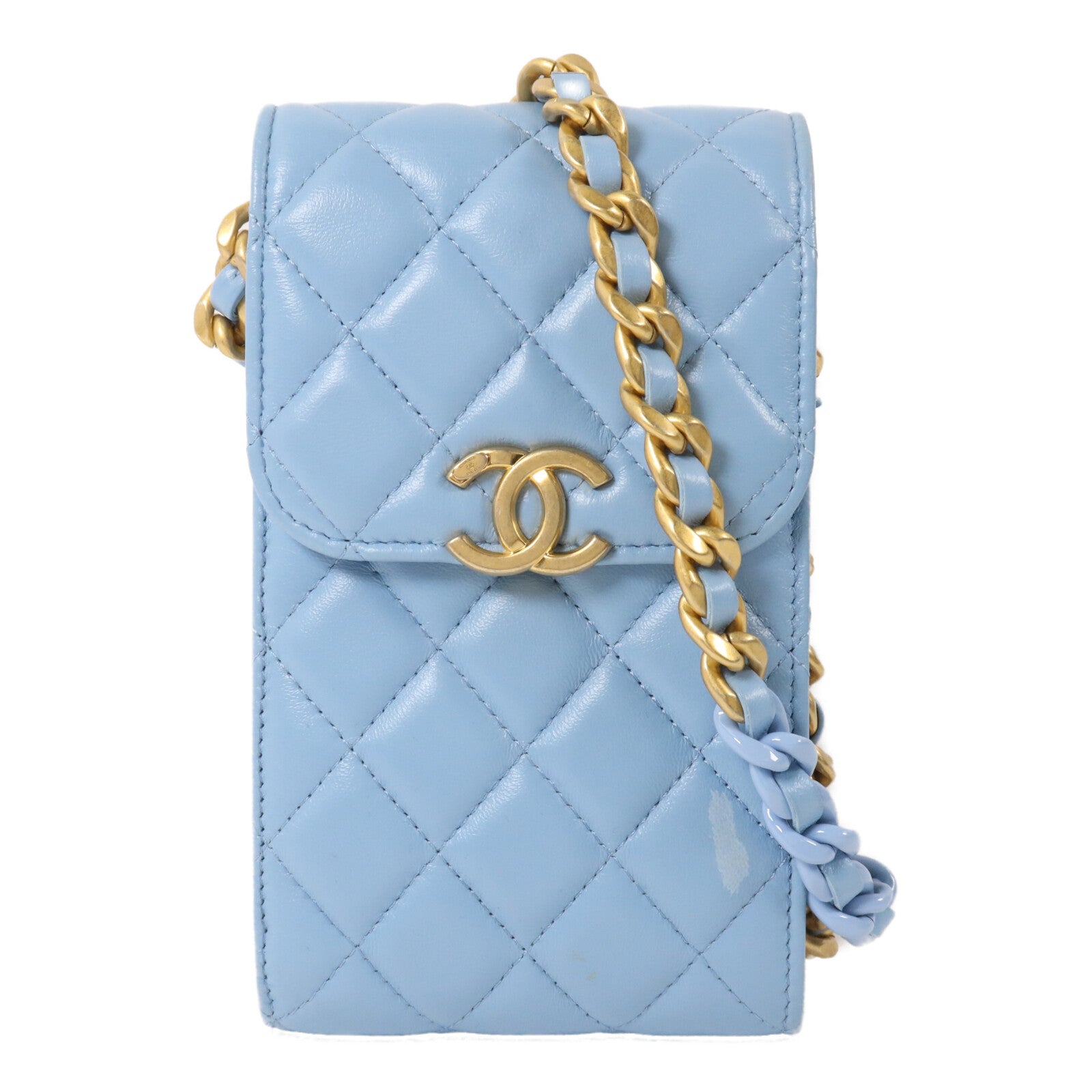 CHANEL 羊皮皮革Phone Holder with Chain鏈帶肩背袋
