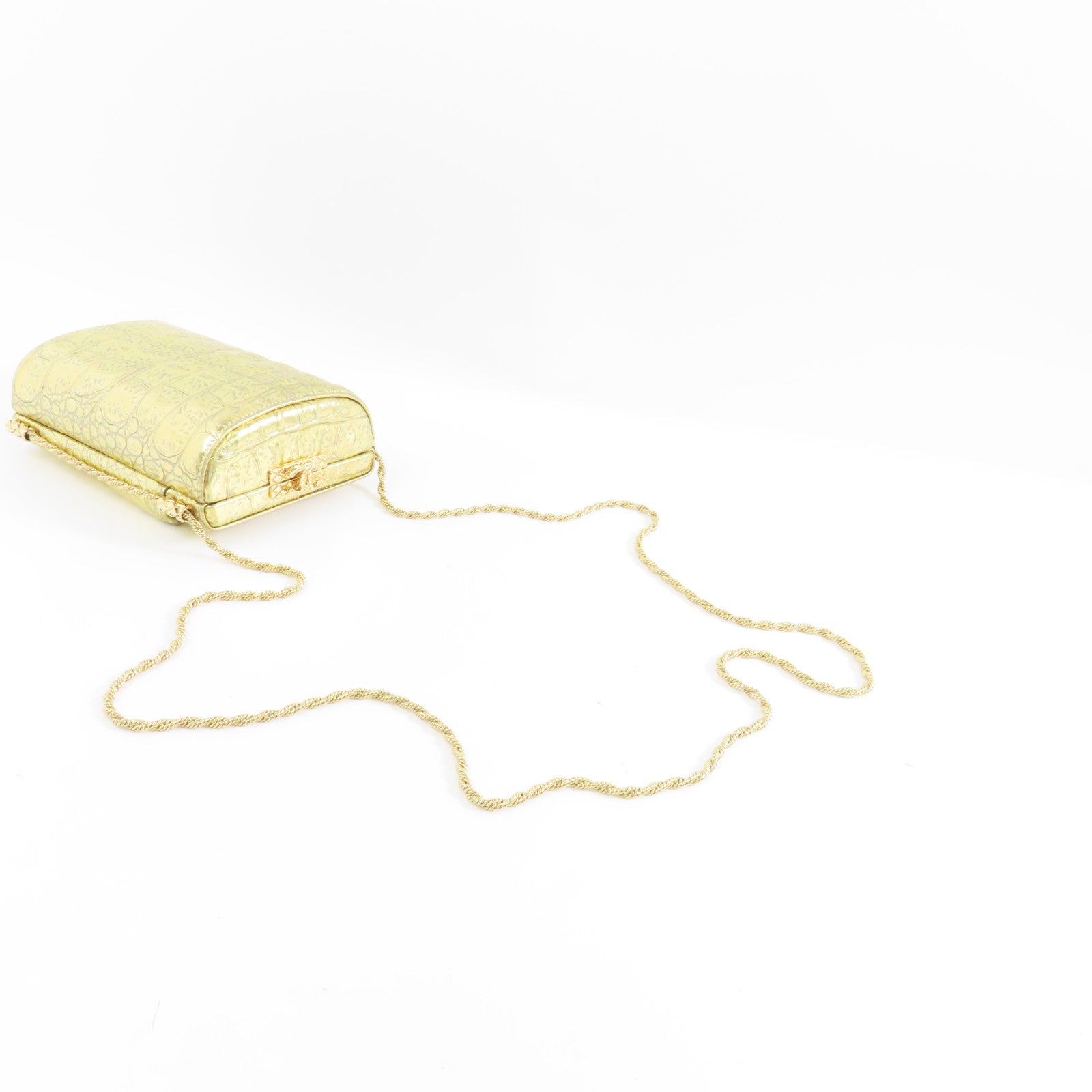 CHANEL 【激減優惠】牛皮皮革Chain Shoulder金扣鏈肩背袋金色
