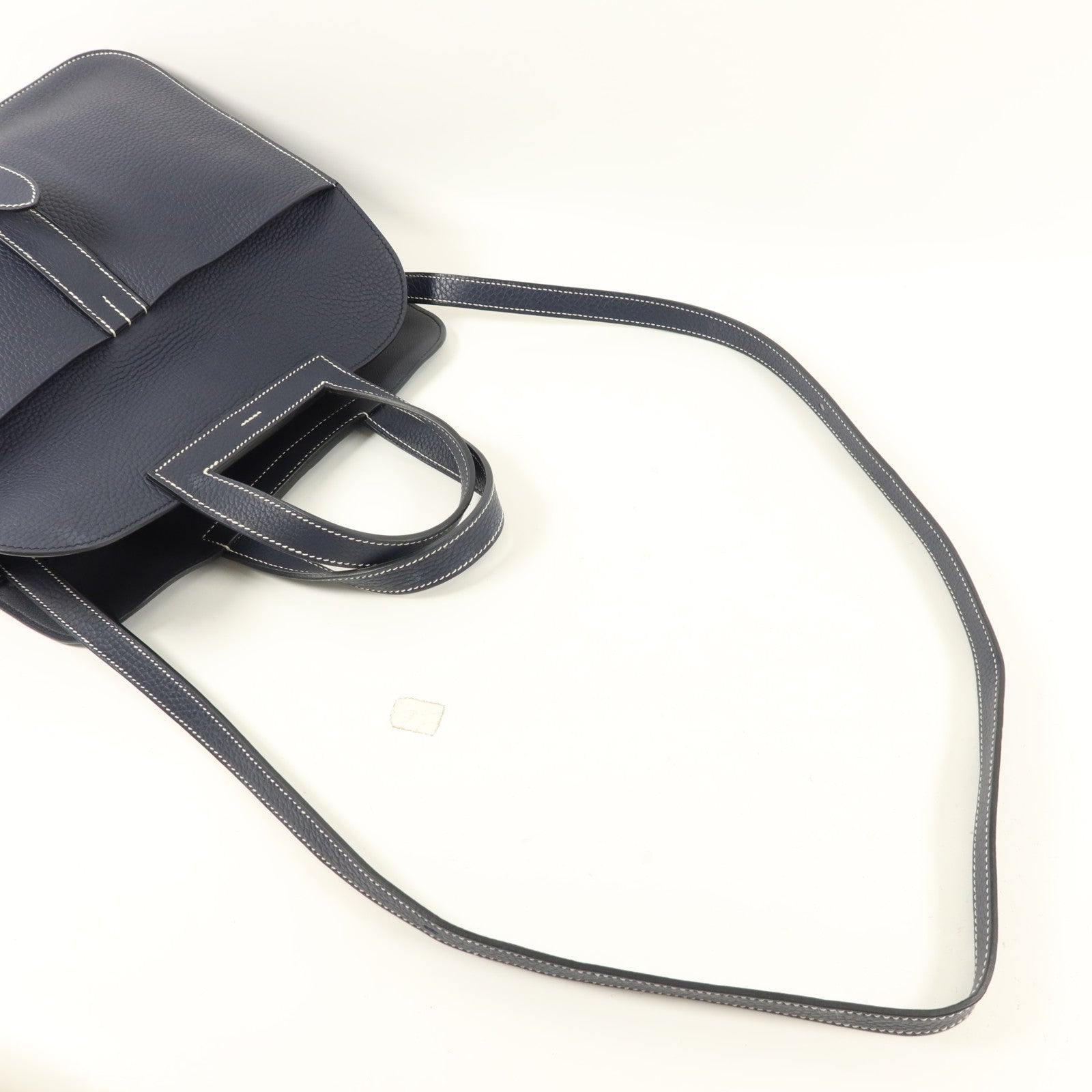 HERMES Clemence皮革Halzan 31手挽肩背兩用袋Bleu Indigo/Bleu Nuit