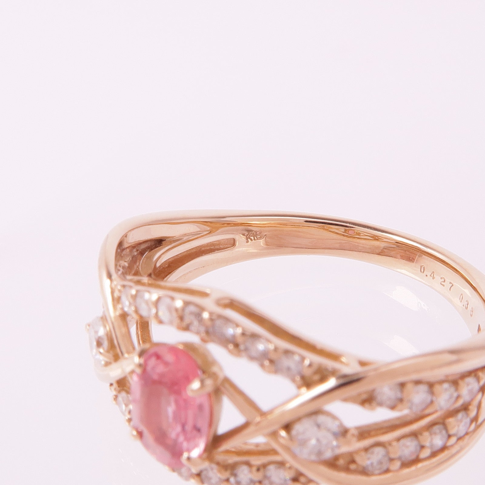 JEWELRY 18K玫瑰金Padparadscha Diamond Ring帕帕拉恰/鑽石戒指US#6.25