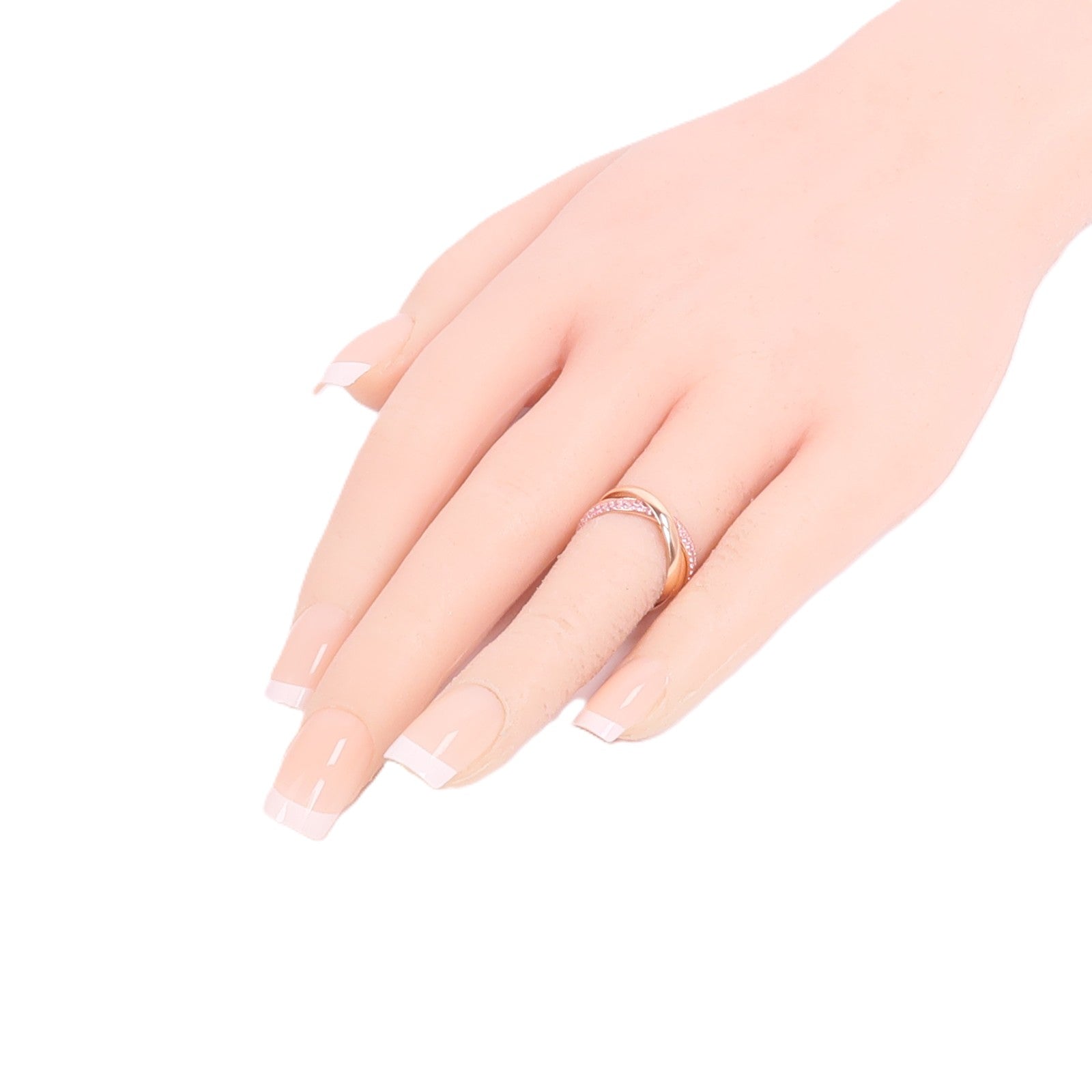 CARTIER 18K玫瑰金Trinity Ring粉紅藍寶石戒指