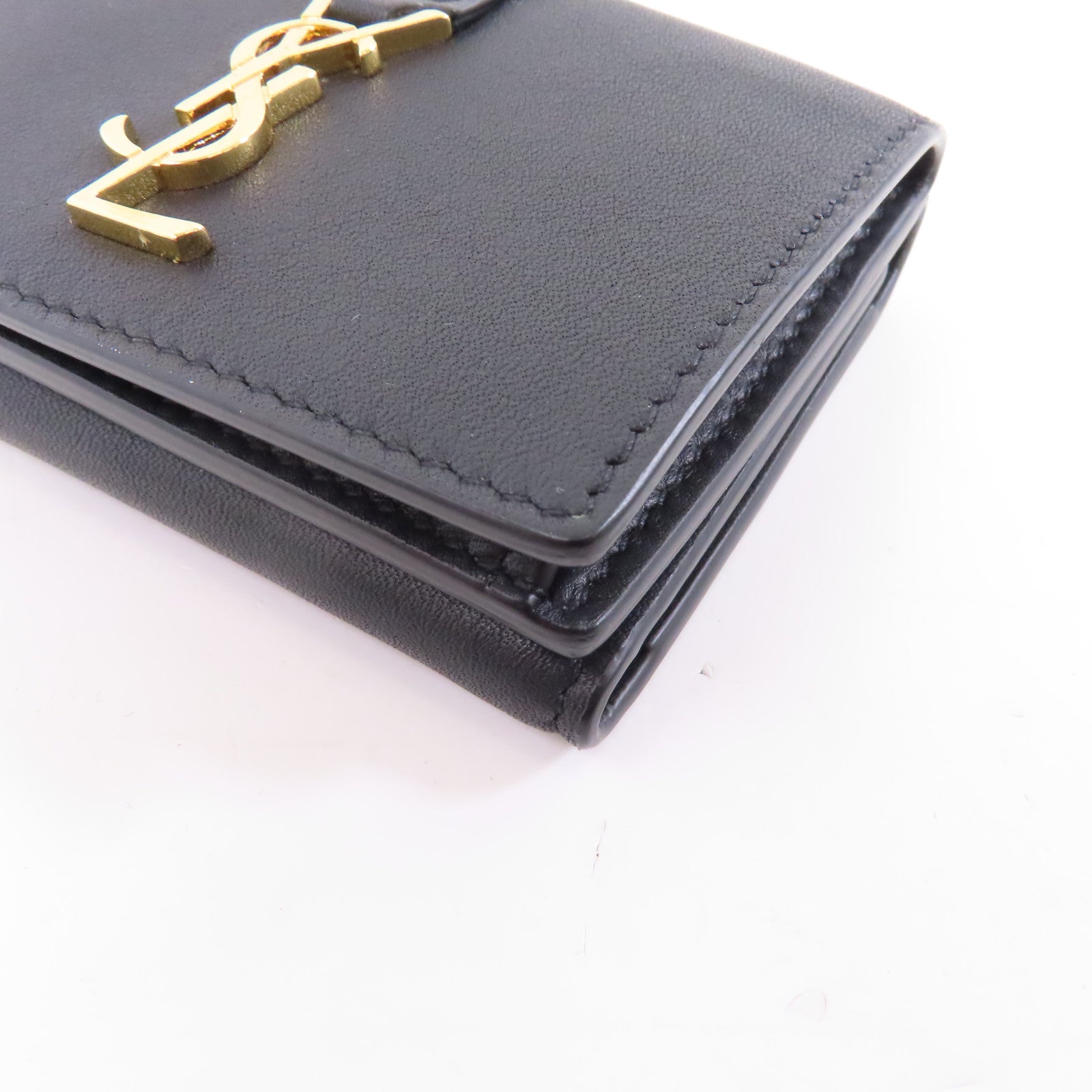 SAINT LAURENT 皮革Compact Wallet皮革錢包黑色