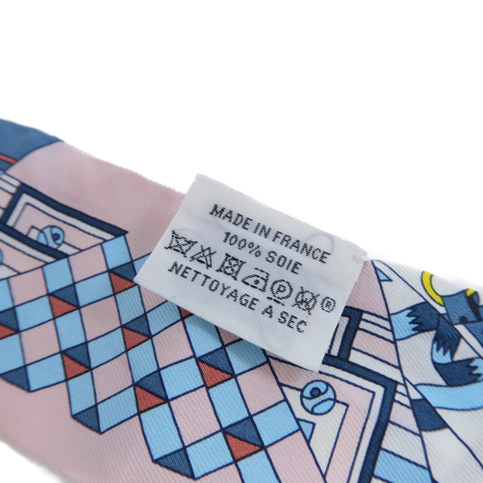 HERMES 【激減優惠】絲質Twilly Scarf絲巾藍色/粉紅色