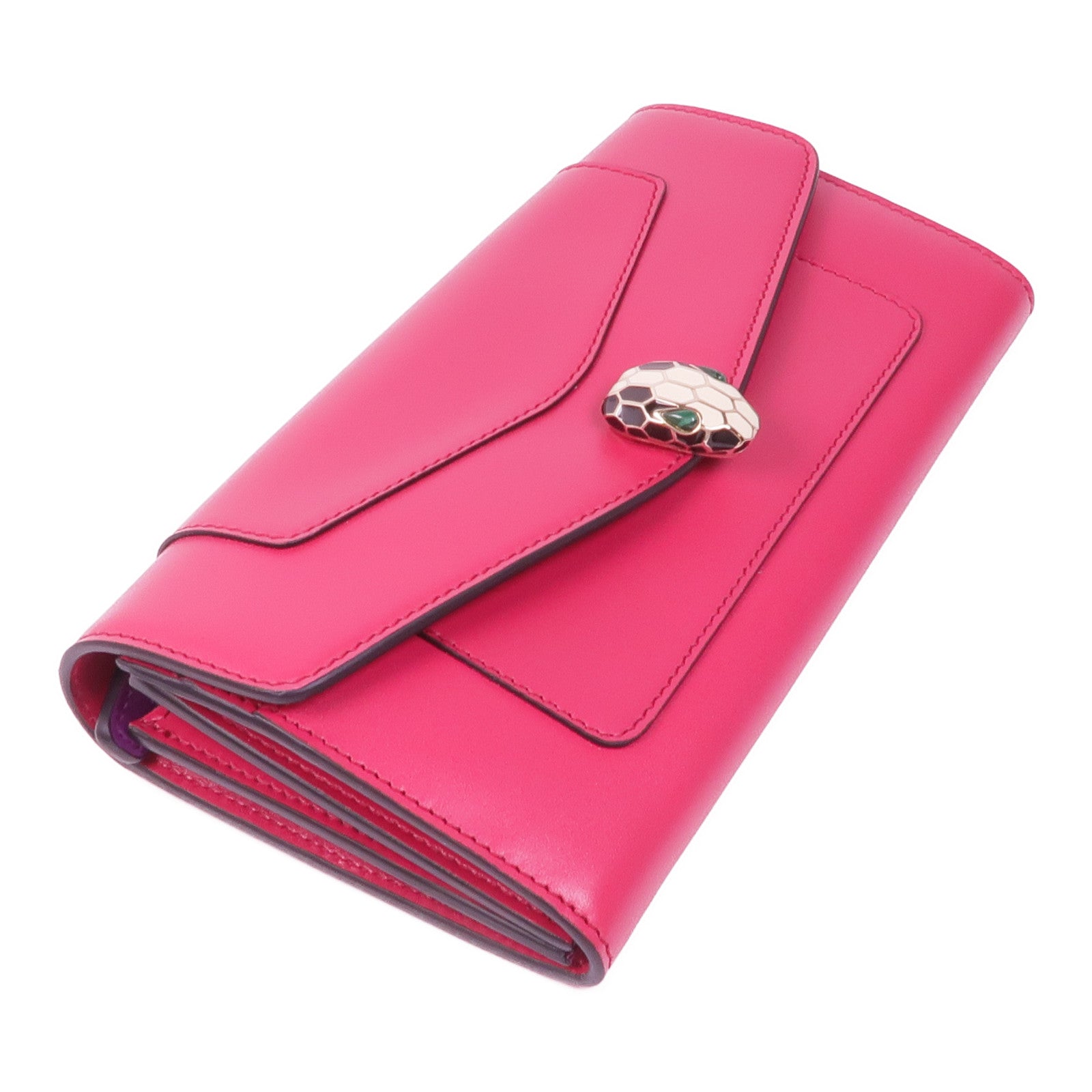 BVLGARI 牛皮皮革Serpenti Forever Wallet金扣長錢包