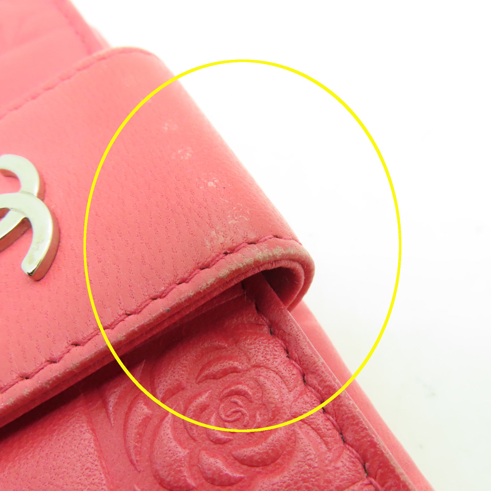 CHANEL 【激減優惠】牛皮皮革Wallet銀扣錢包粉紅色