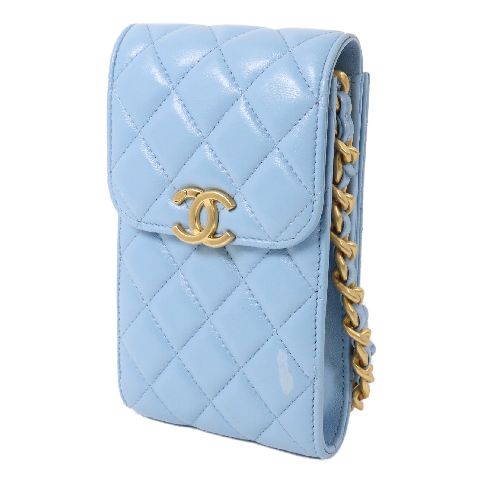 CHANEL 羊皮皮革Phone Holder with Chain鏈帶肩背袋