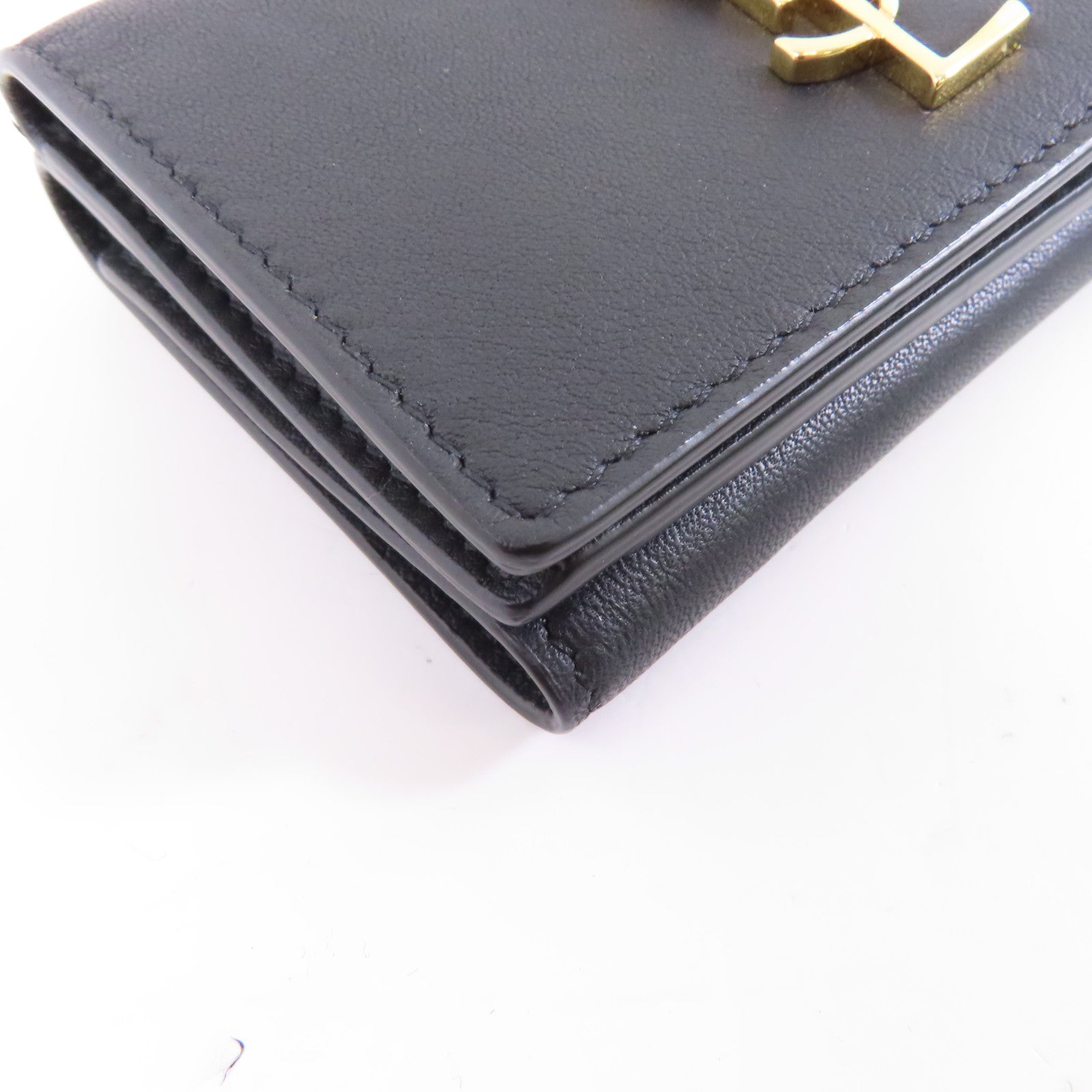 SAINT LAURENT 皮革Compact Wallet皮革錢包黑色