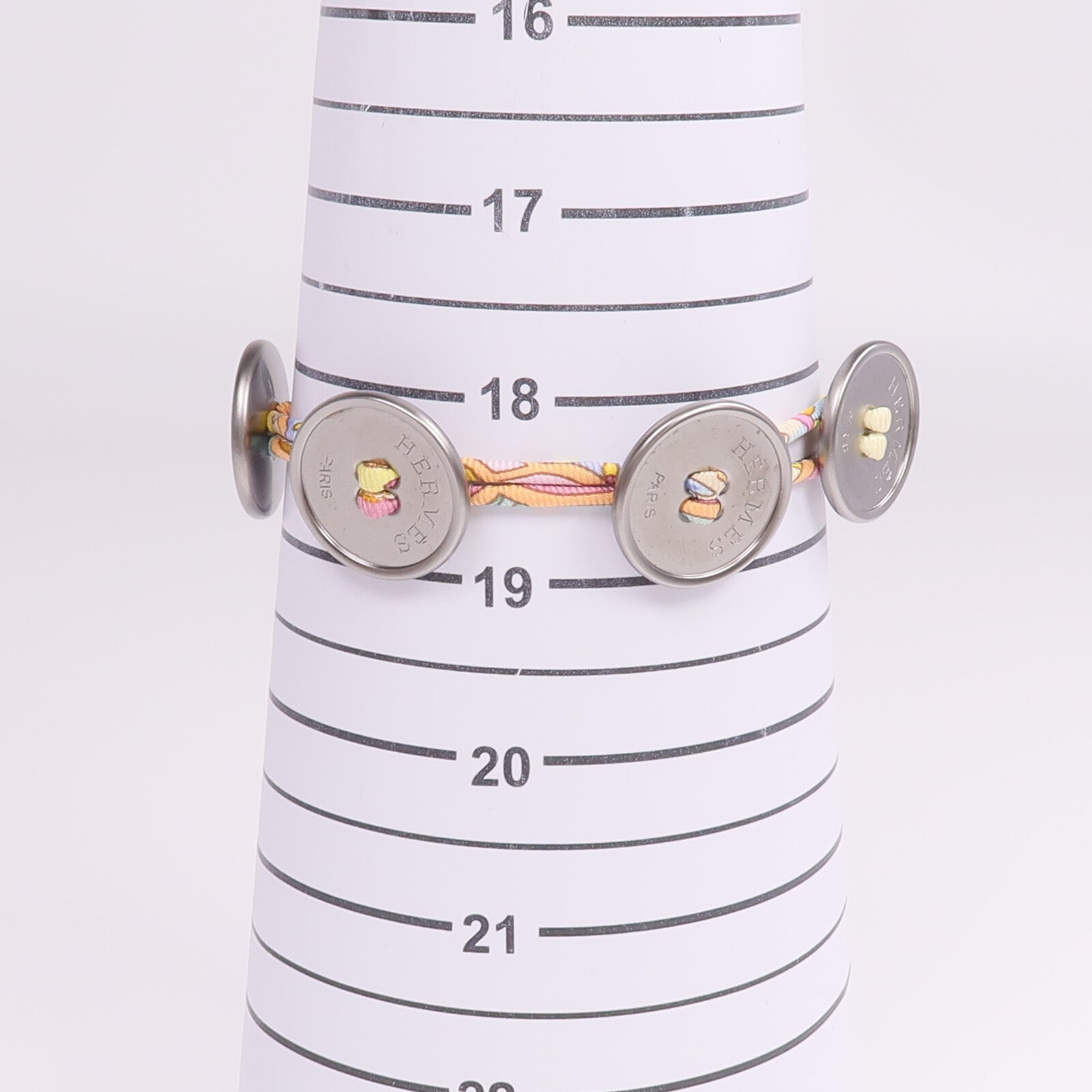 HERMES 絲質/金屬Petit H Button Bracelet手帶