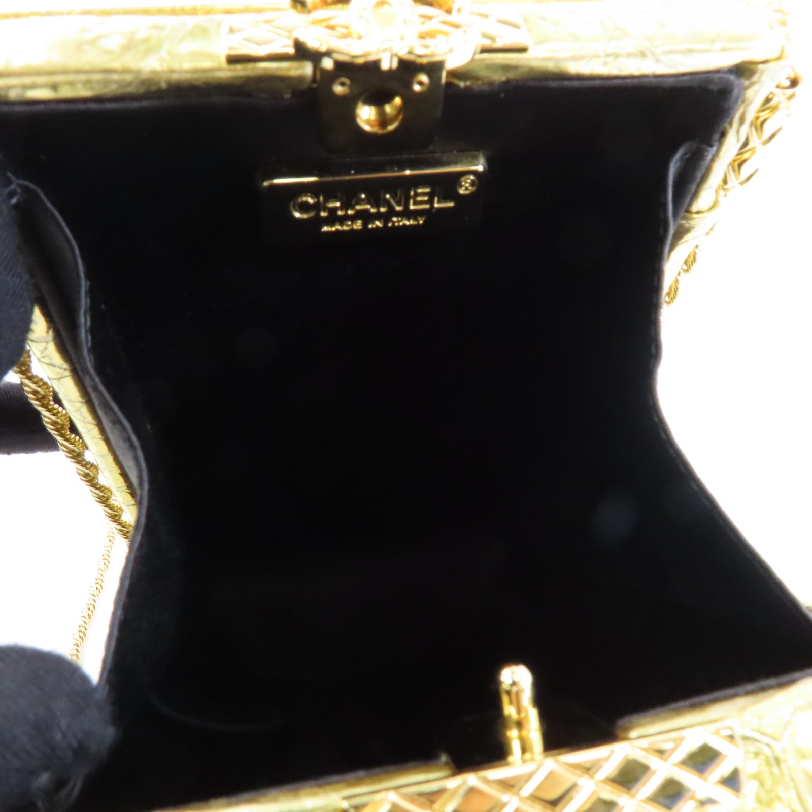 CHANEL 【激減優惠】牛皮皮革Chain Shoulder金扣鏈肩背袋金色