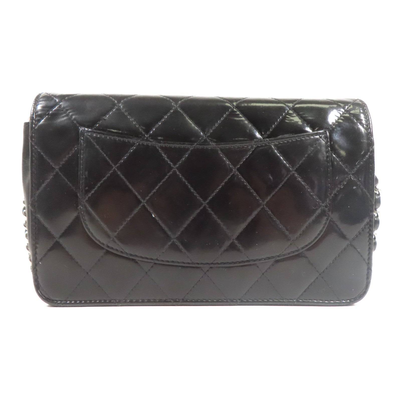 CHANEL 【激減優惠】漆皮皮革WOC Wallet On Chain銀扣鏈帶肩背袋