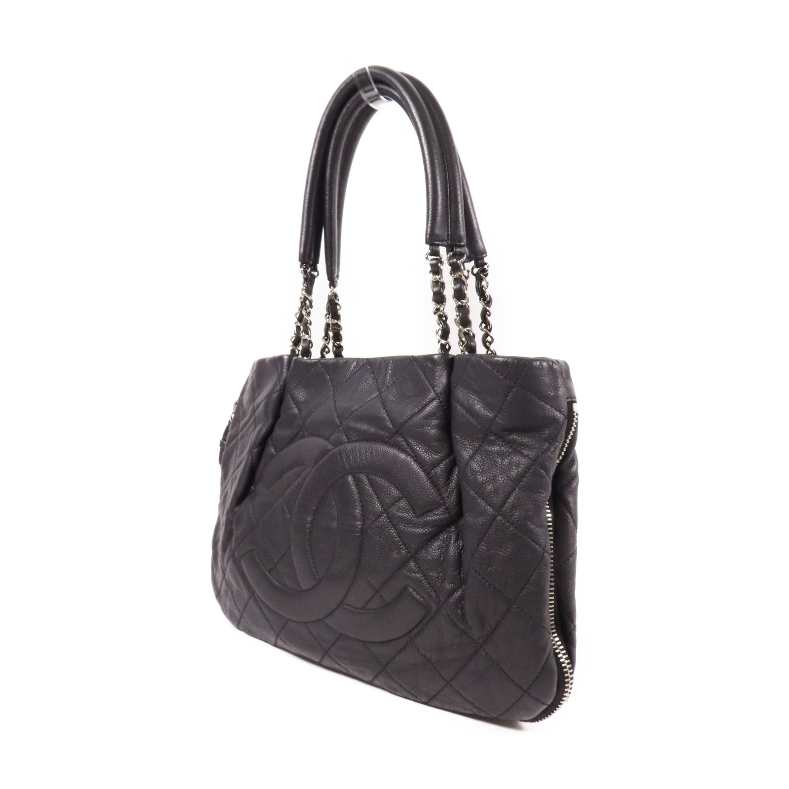 CHANEL CC SHW Shoulder Bag A50281 Calfskin Leather Black