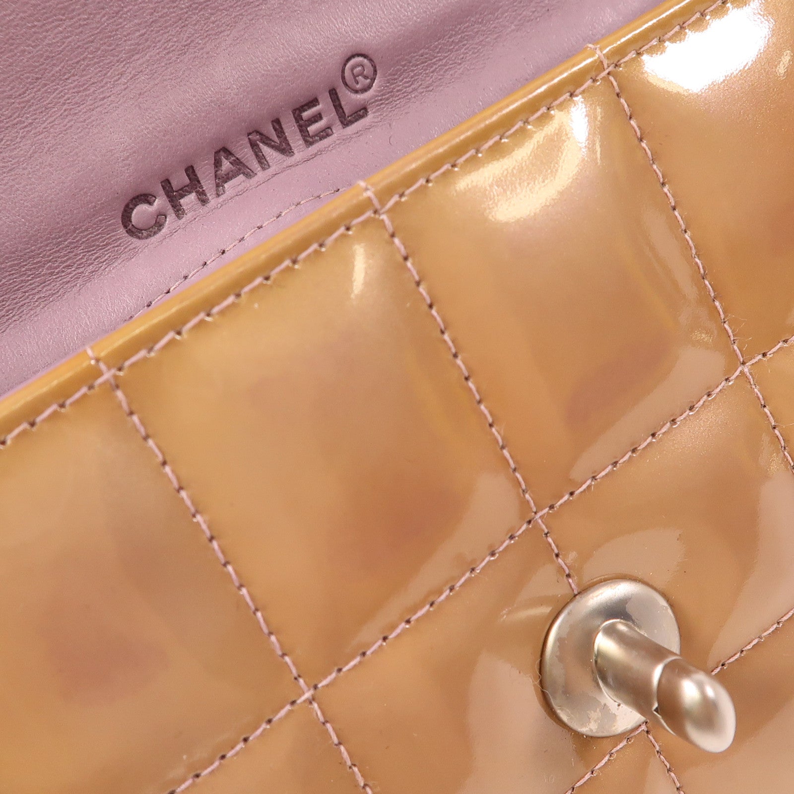 CHANEL 漆皮皮革Chain Shoulder銀扣鏈帶肩背袋