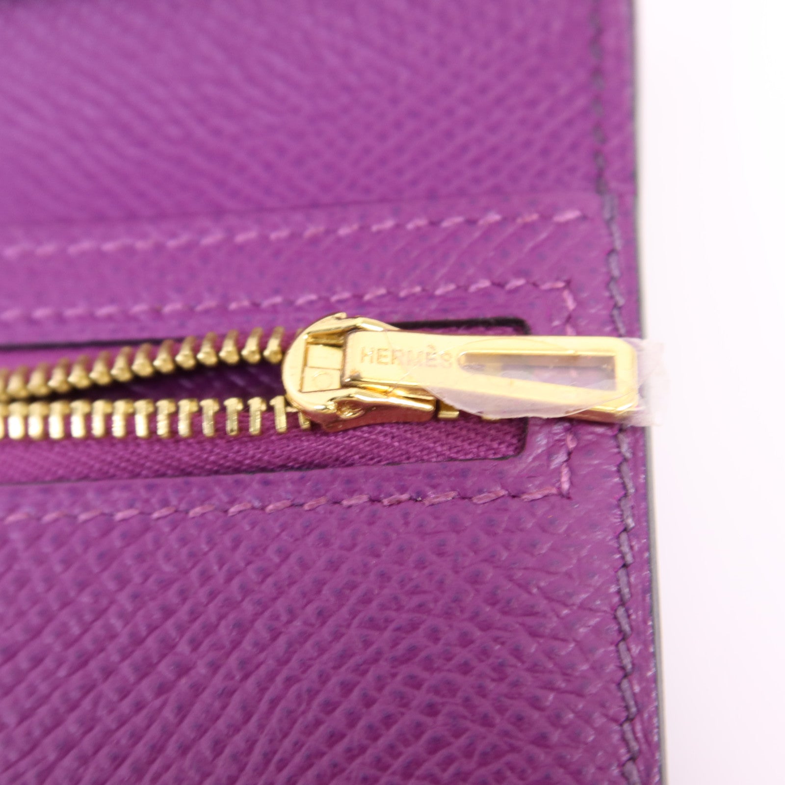 HERMES Epsom皮革Bearn Bifold Wallet金扣錢包Raisin/Anemone