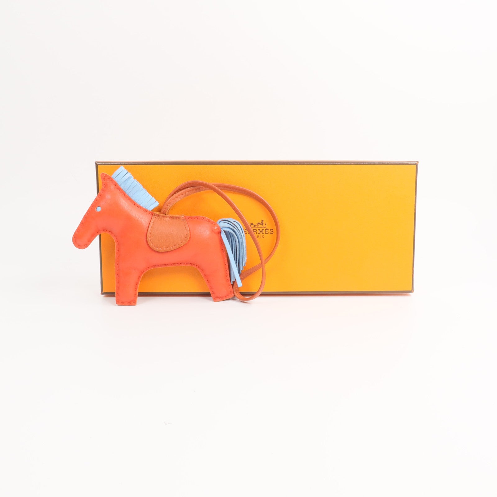 HERMES Milo皮革Rodeo MM掛飾Capucine/Celeste/Rouge Duchesse