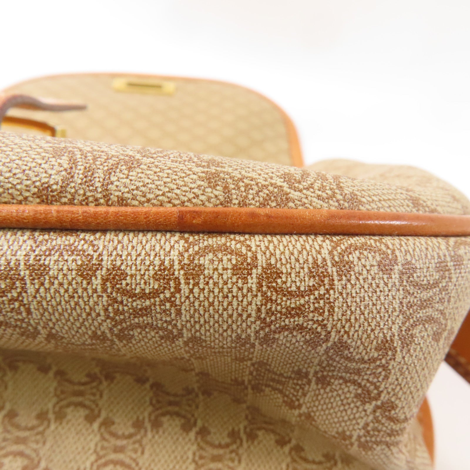 CELINE 塗層帆布Shoulder Bag金扣肩背袋棕色