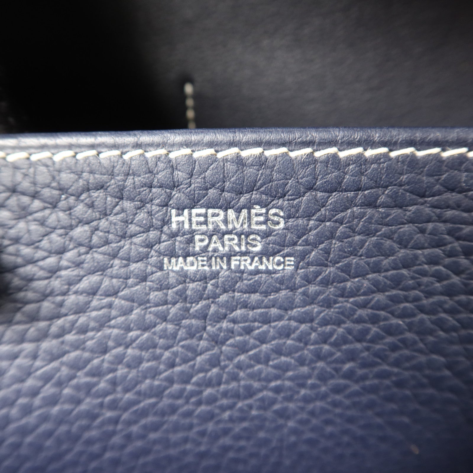 HERMES Clemence皮革Halzan 31手挽肩背兩用袋Bleu Indigo/Bleu Nuit