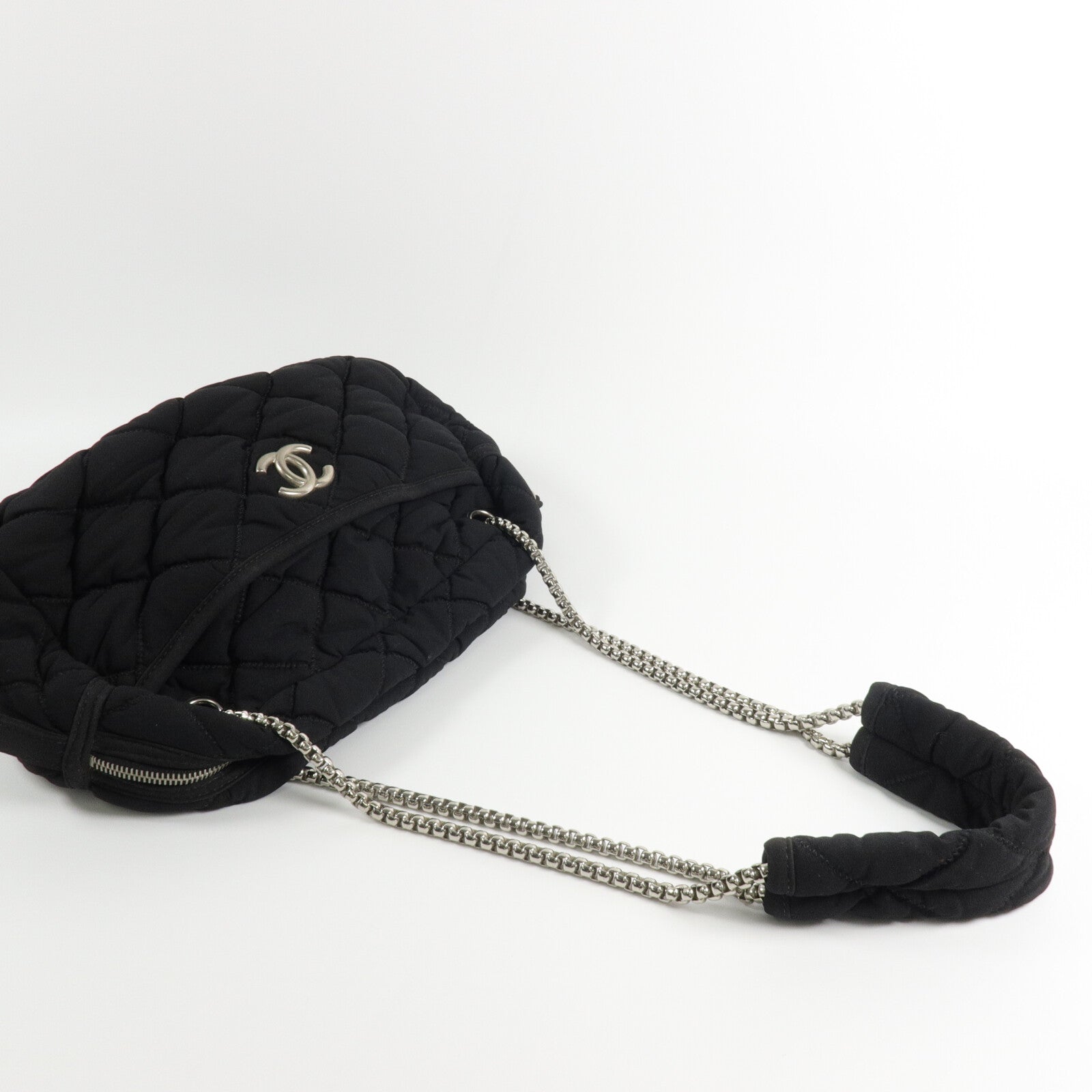 CHANEL 布料Chain Shoulder鏈帶肩背袋