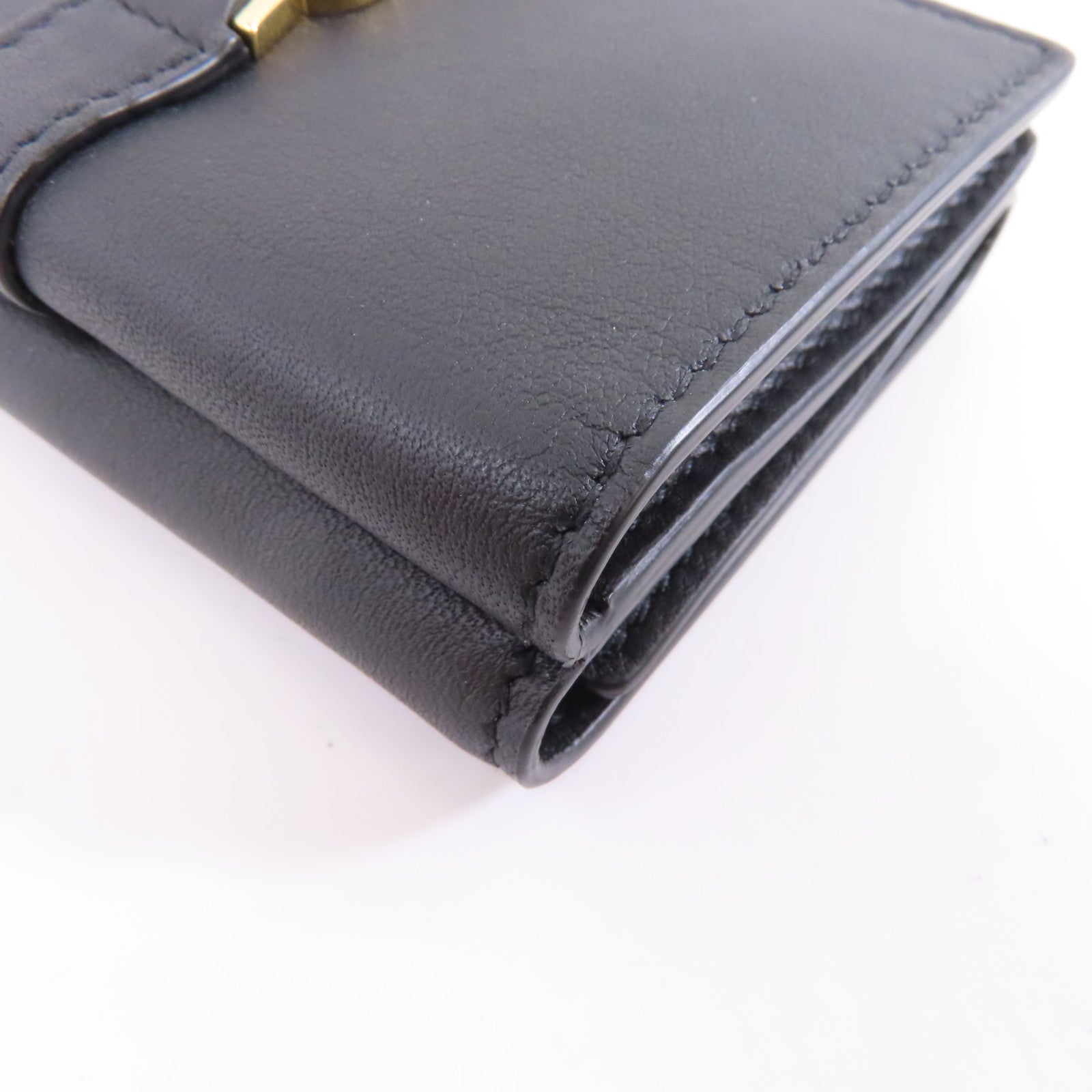 SAINT LAURENT 皮革Compact Wallet皮革錢包黑色