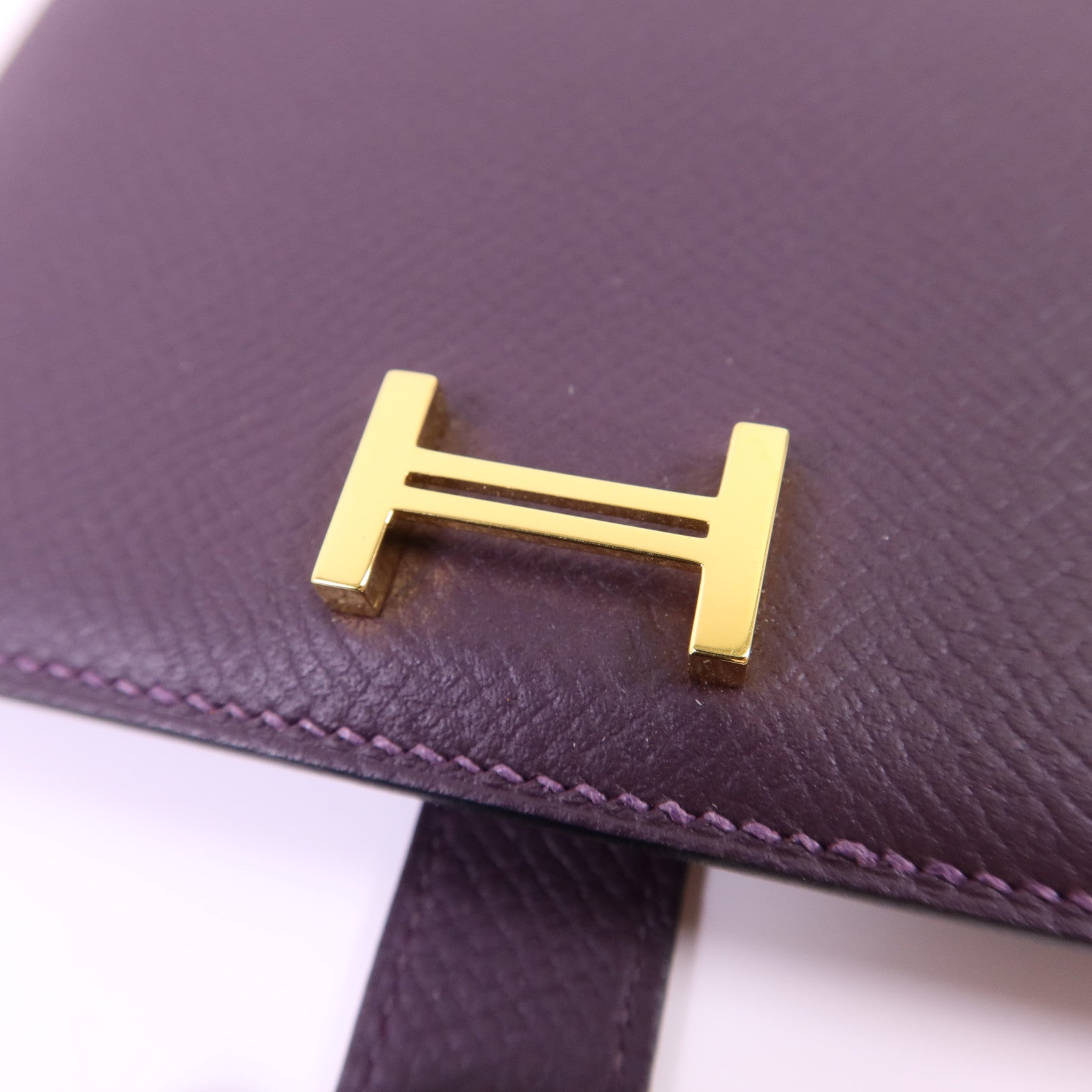 HERMES Epsom皮革Bearn Bifold Wallet金扣錢包Raisin/Anemone