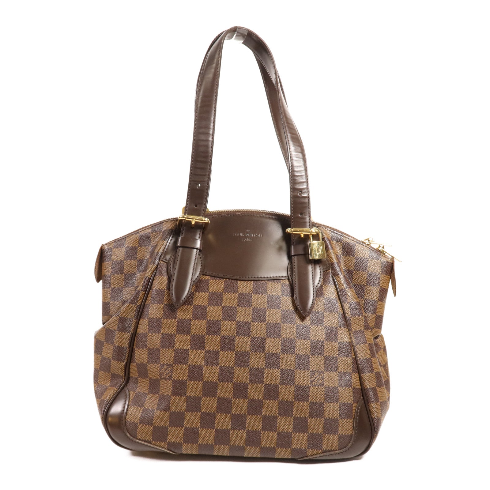 LOUIS VUITTON Damier Verona MM金扣肩背袋