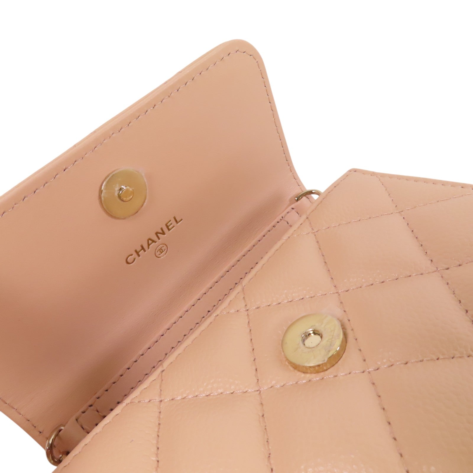 CHANEL 牛皮皮革Mini Flap Bag金扣鏈帶肩背袋