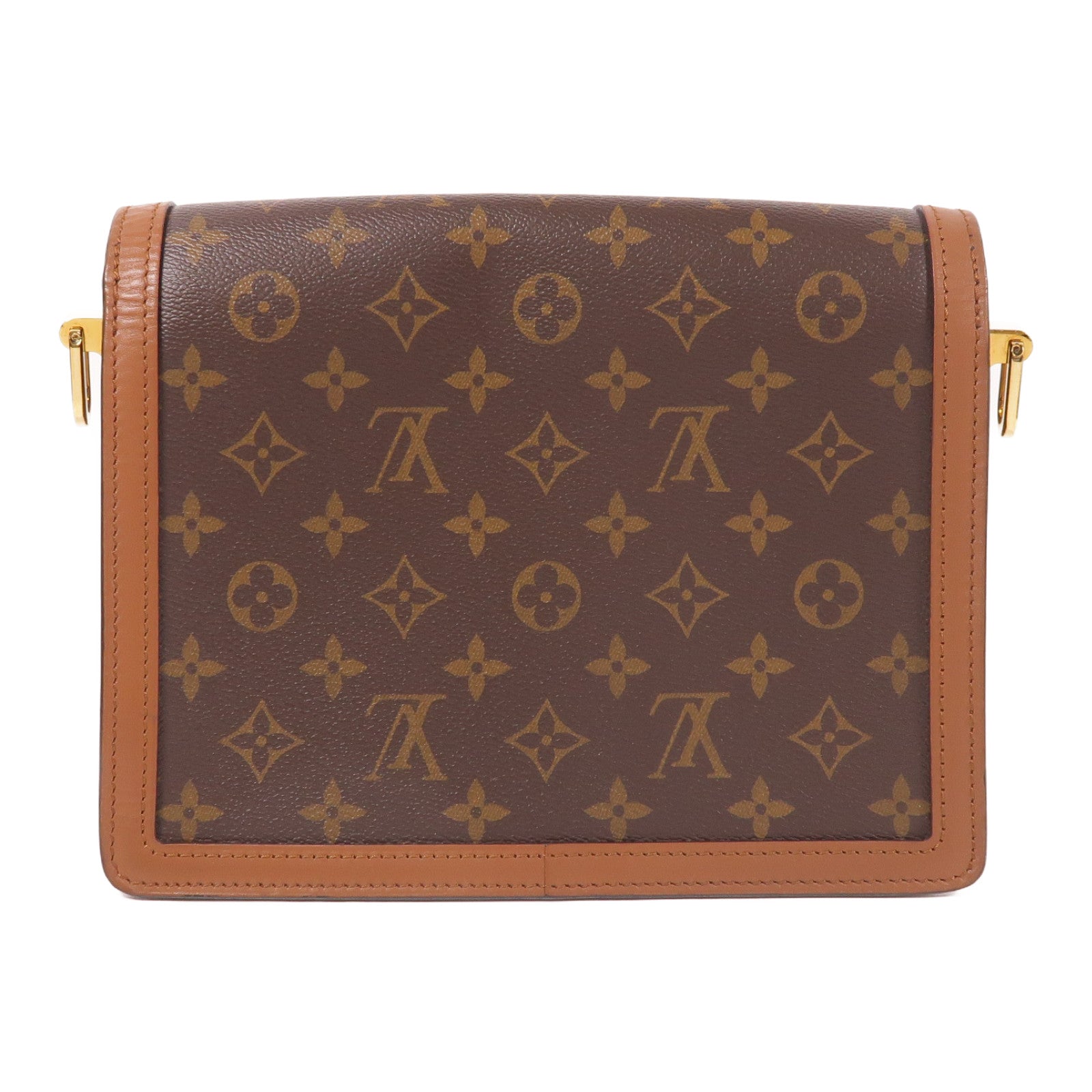 LOUIS VUITTON Monogram/Monogram Reverse Dauphine MM金扣手挽肩背兩用袋棕色